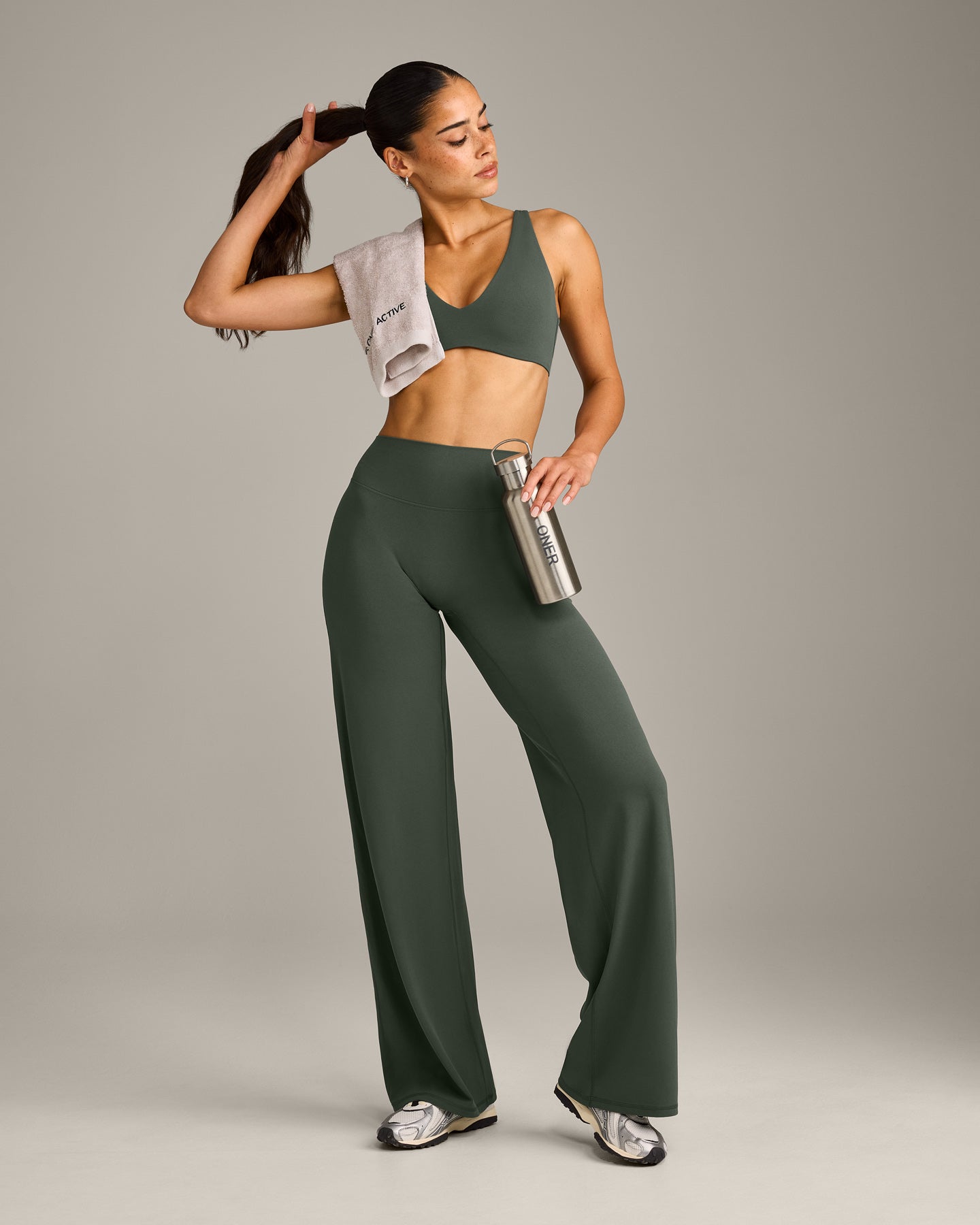SoftMotion Straight Leg Bottoms with Grey Logo | Dark Khaki - Image 3