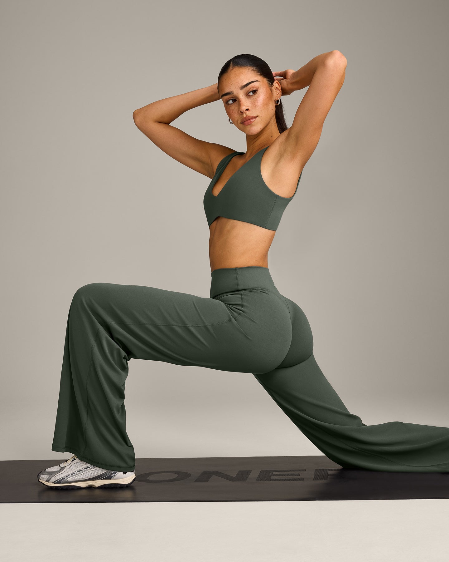 SoftMotion Straight Leg Bottoms with Grey Logo | Dark Khaki - Image 6