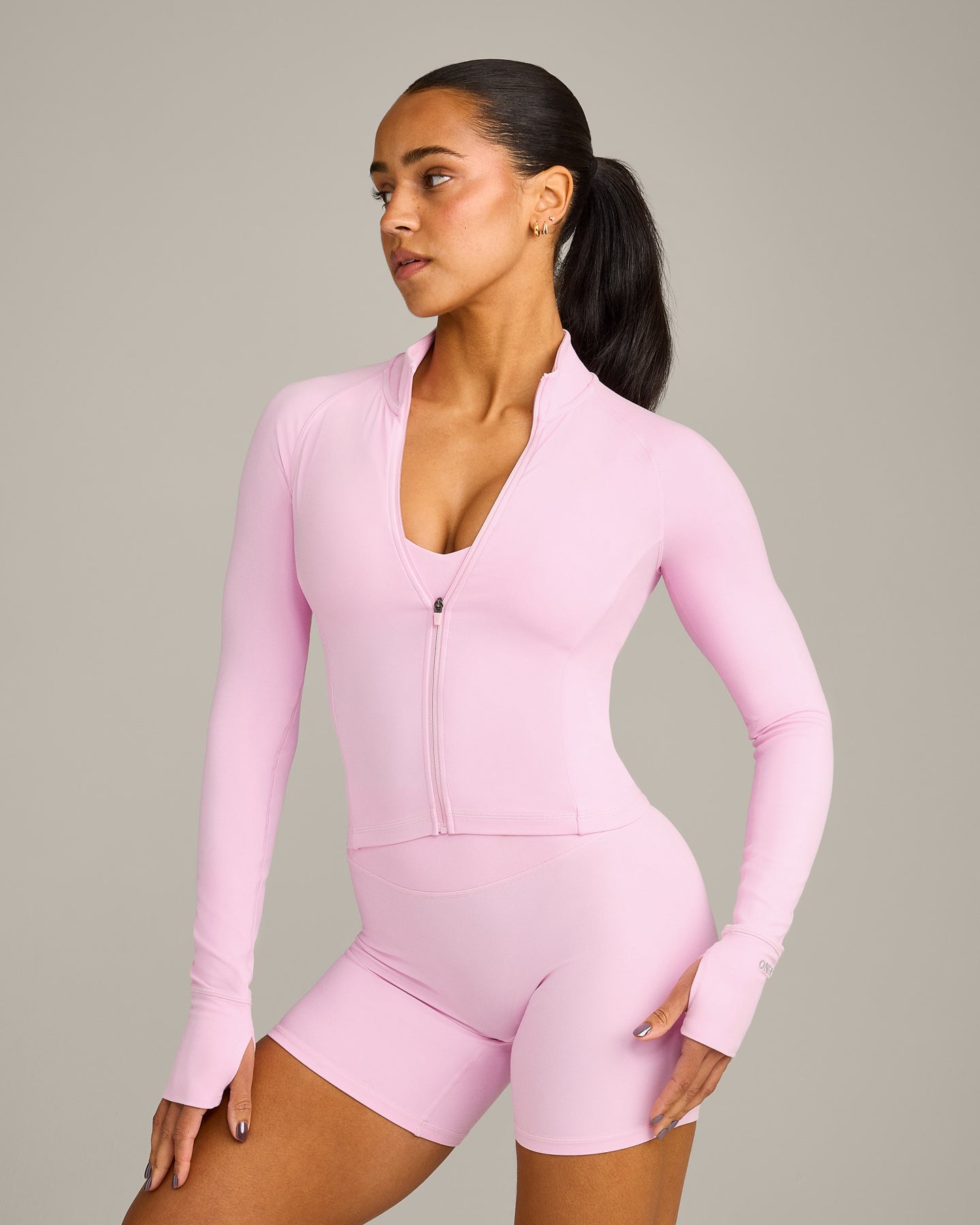 SoftMotion Mid Jacket with Grey Logo | Chalk Pink