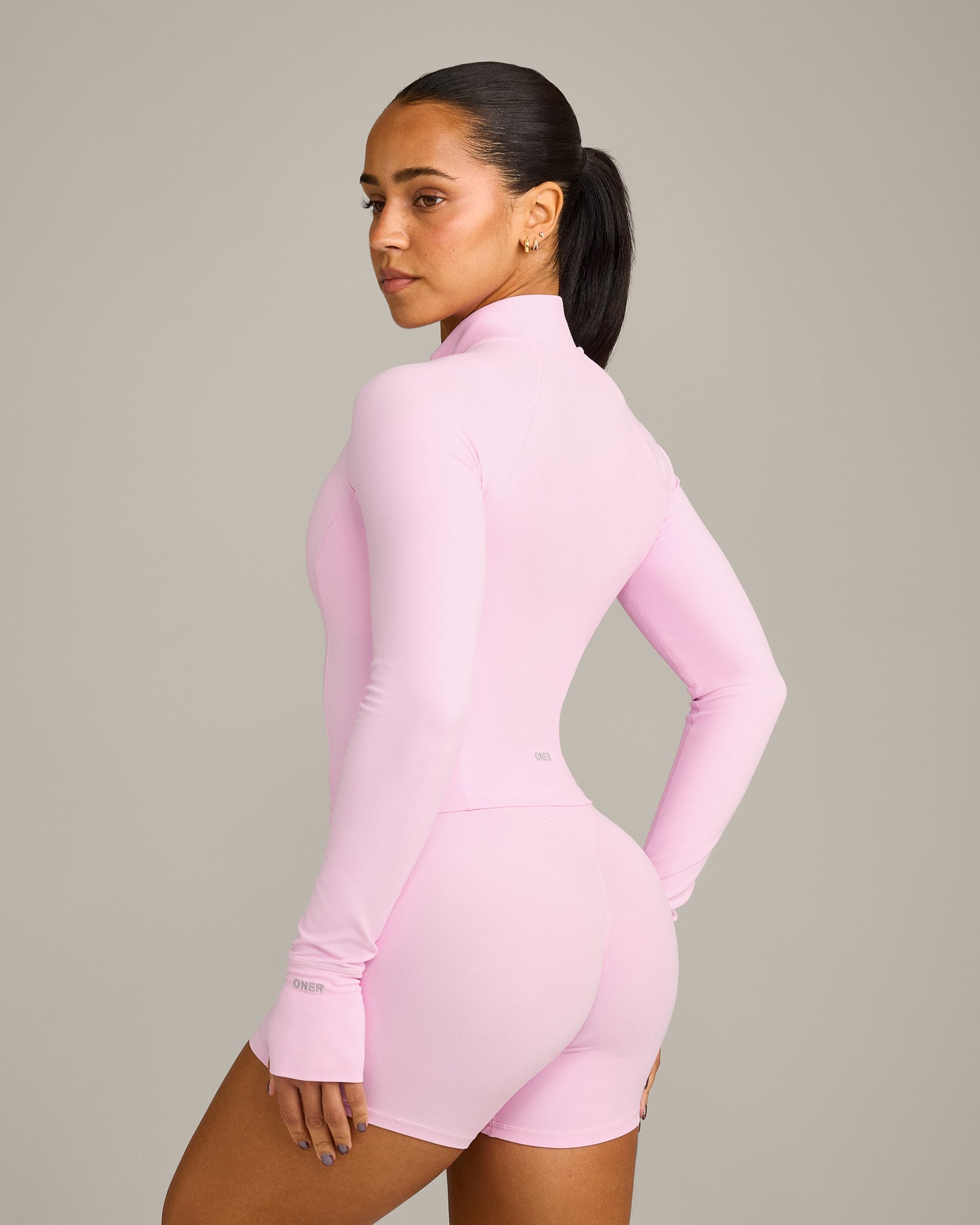 Alternative view of SoftMotion Mid Jacket with Grey Logo | Chalk Pink