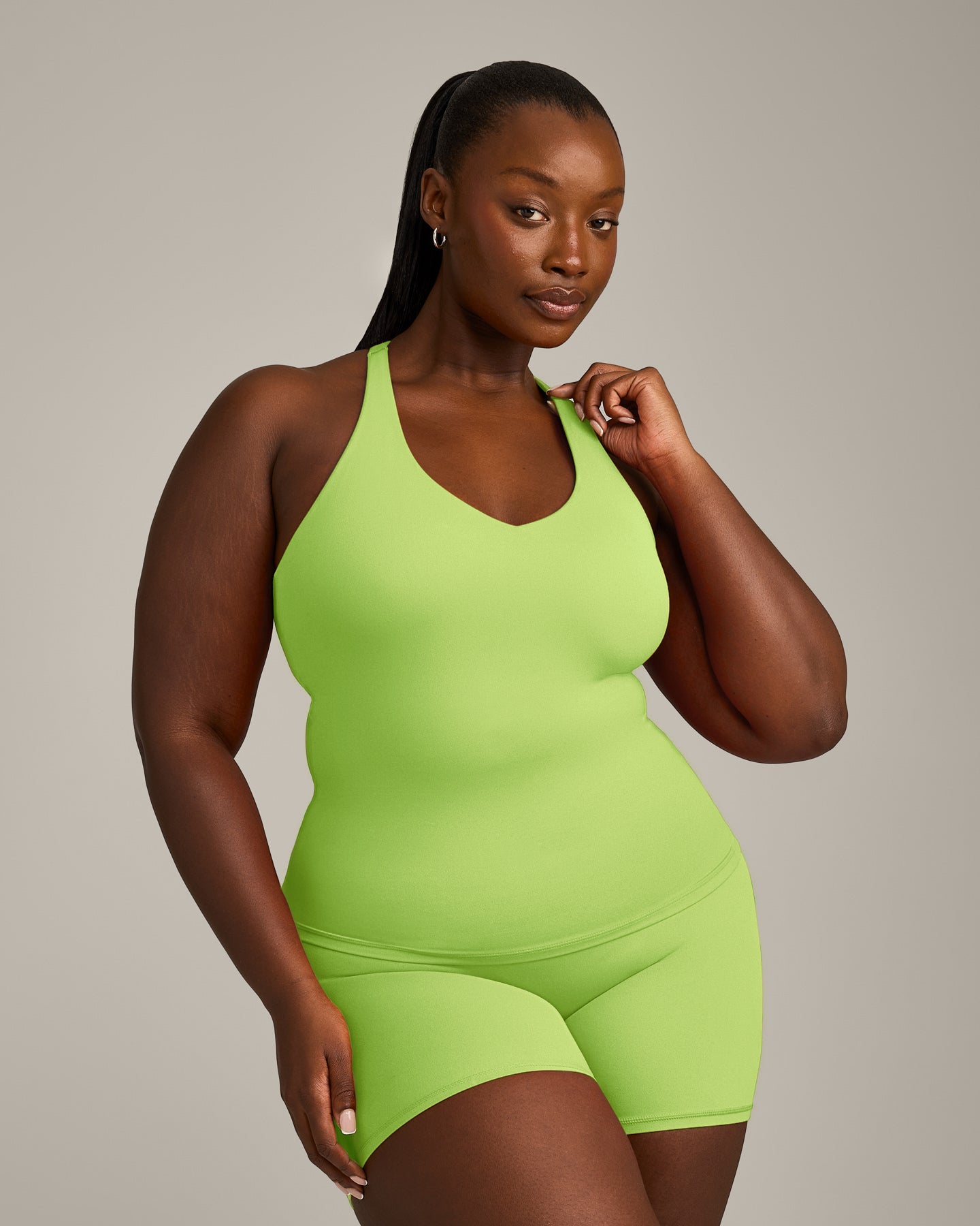 SoftMotion Racer Back Vest with Built in Bra Shelf with Grey Logo | Citrus Green