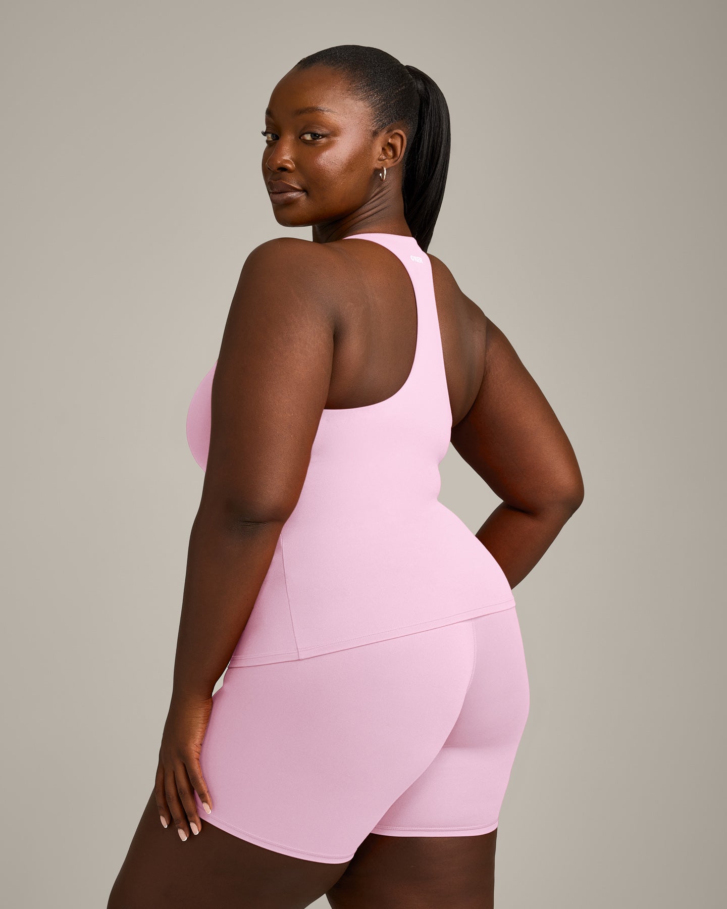 SoftMotion Racer Back Vest with Built in Bra Shelf with Grey Logo | Chalk Pink - Image 6