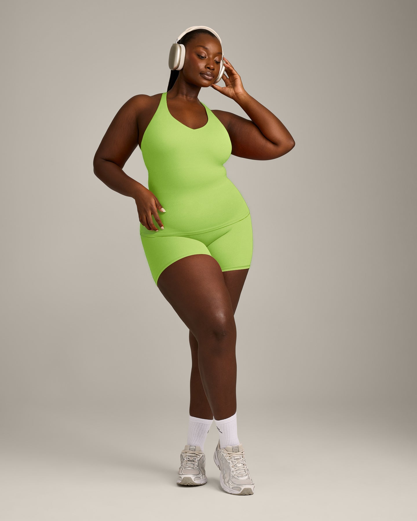 SoftMotion Racer Back Vest with Built in Bra Shelf with Grey Logo | Citrus Green - Image 3