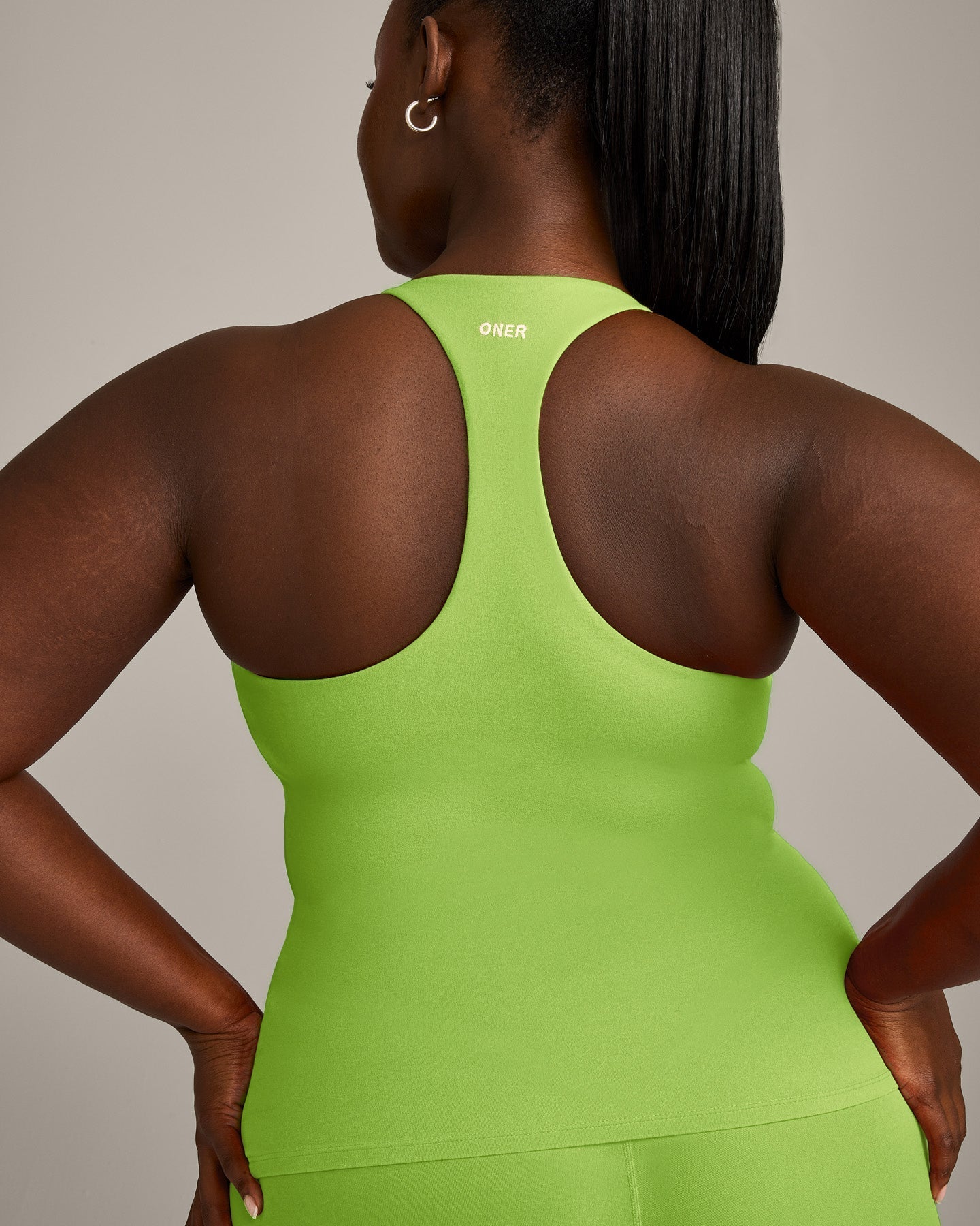 SoftMotion Racer Back Vest with Built in Bra Shelf with Grey Logo | Citrus Green - Image 4