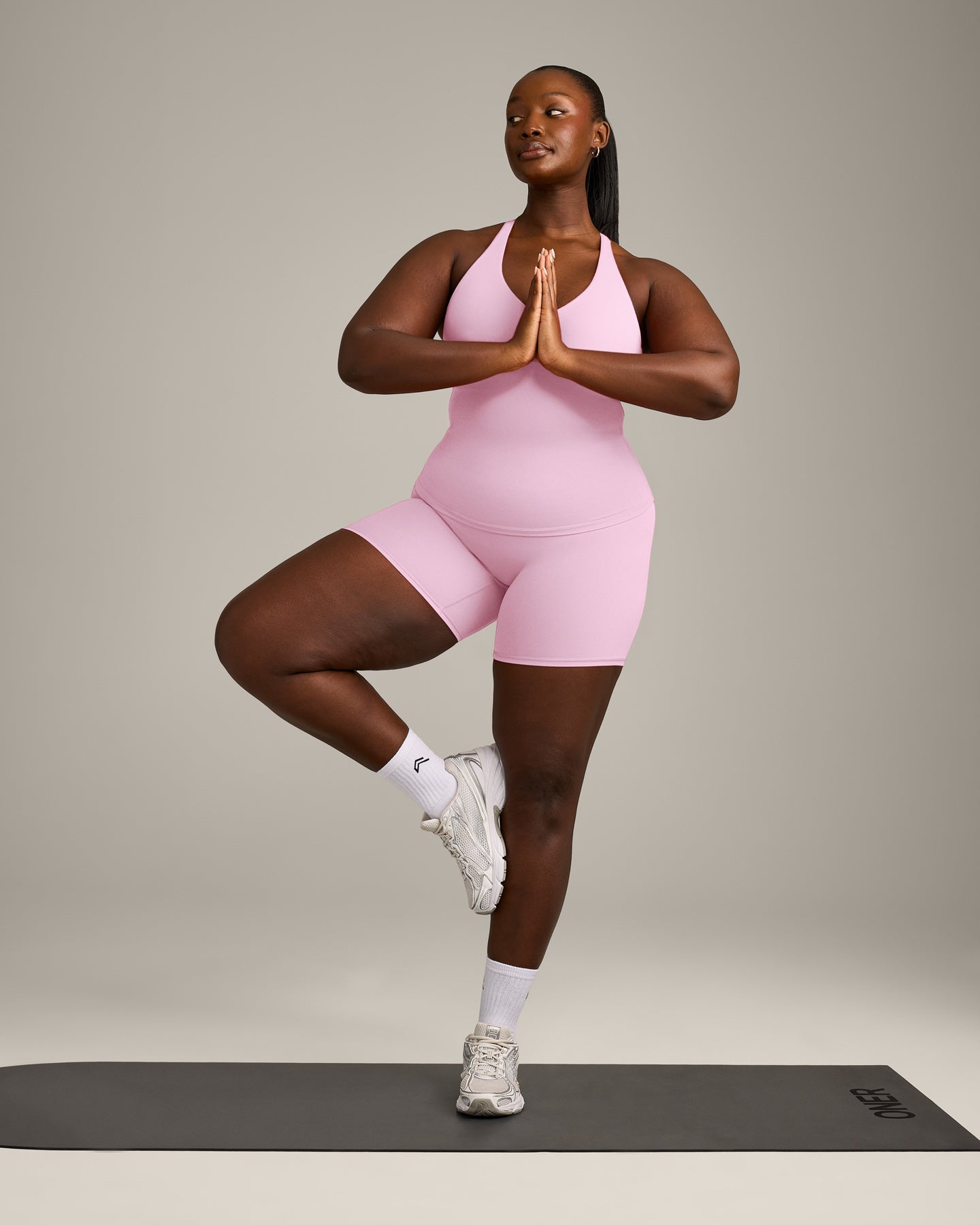 SoftMotion Racer Back Vest with Built in Bra Shelf with Grey Logo | Chalk Pink - Image 5
