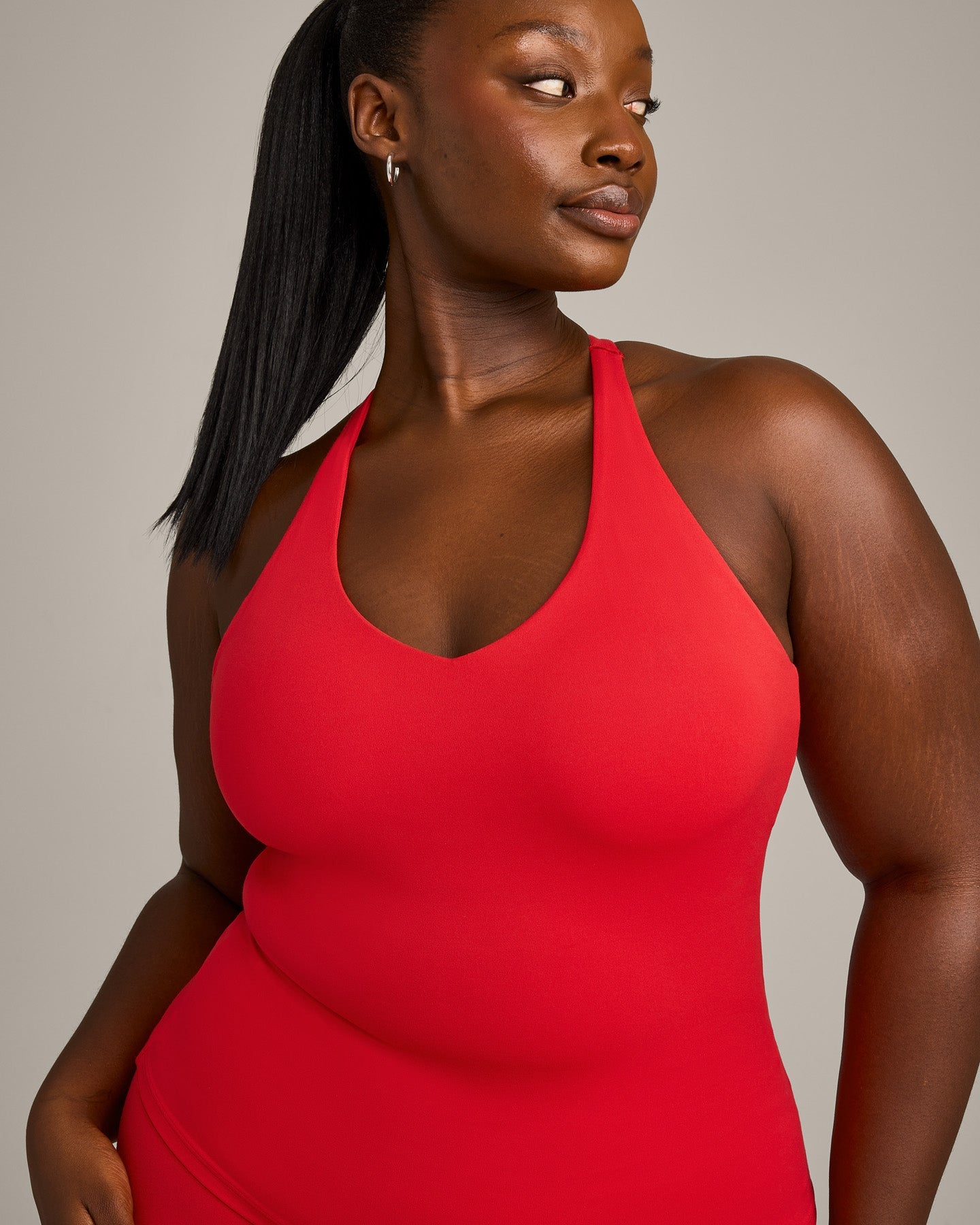 SoftMotion Racer Back Vest with Built in Bra Shelf with Grey Logo | Fiery Red - Image 5