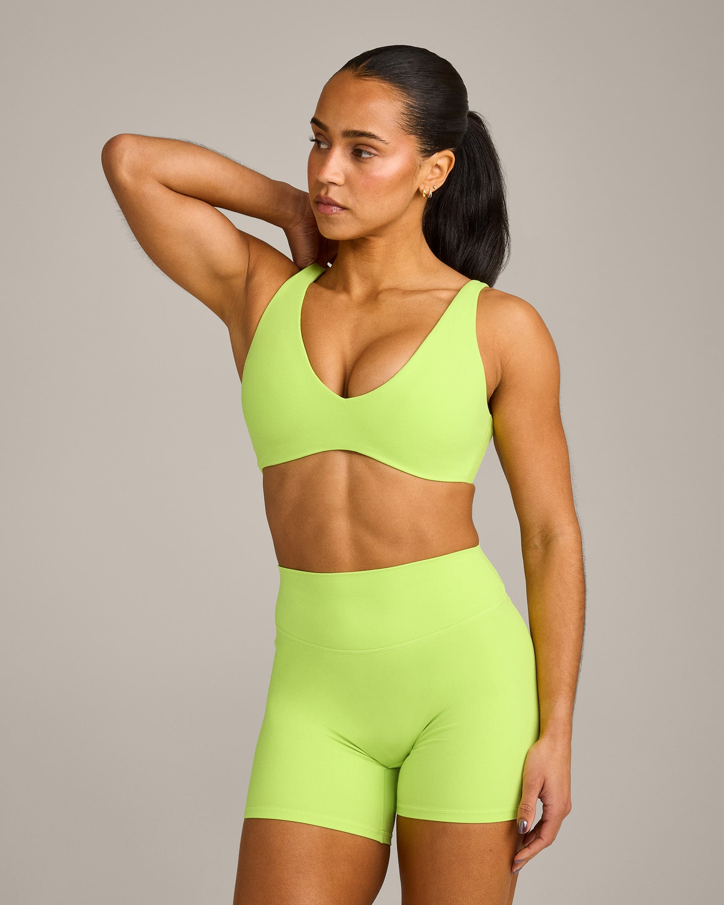 SoftMotion Scoop Back Bralette with Grey Logo | Citrus Green