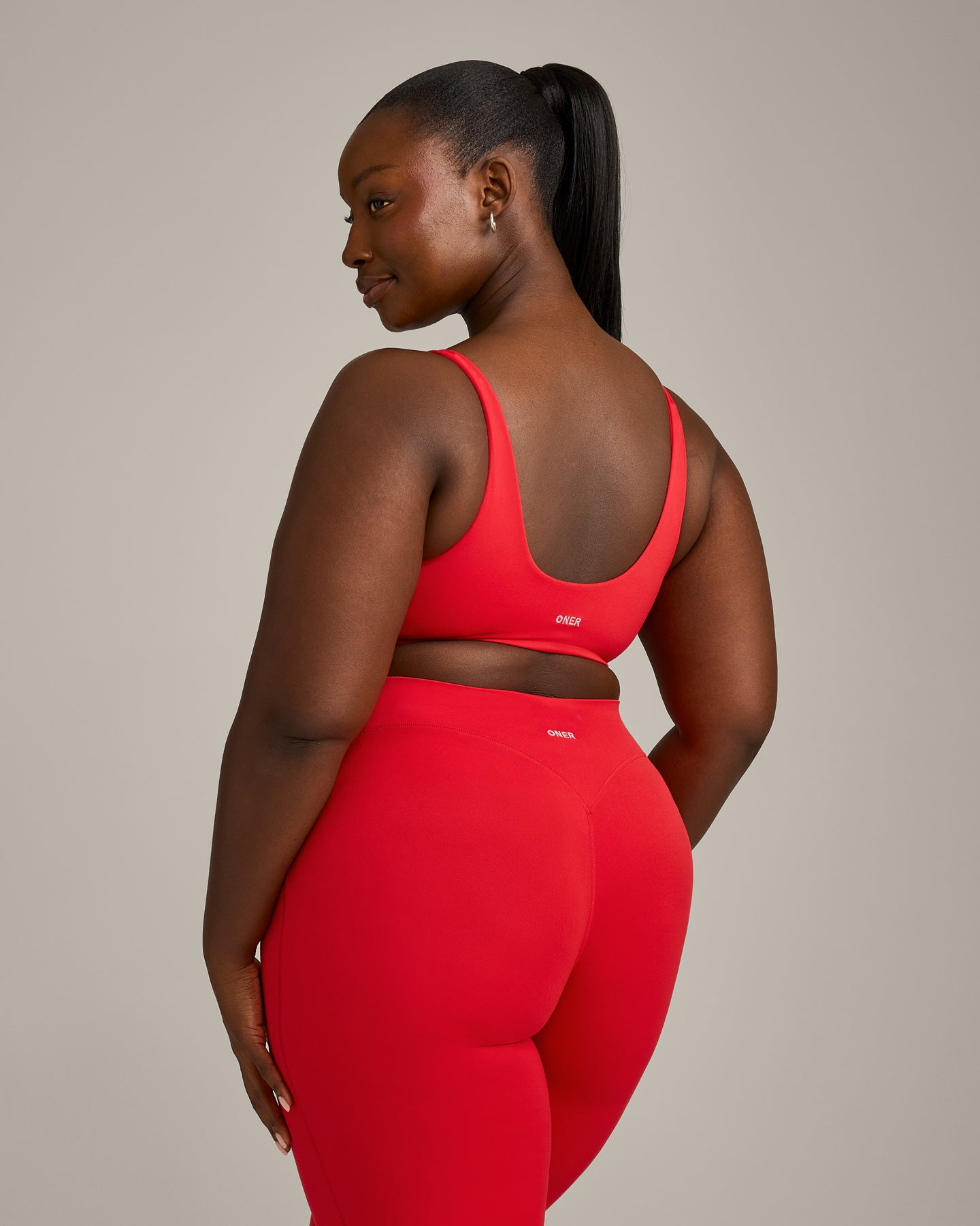 Alternative view of SoftMotion Scoop Back Bralette with Grey Logo | Fiery Red