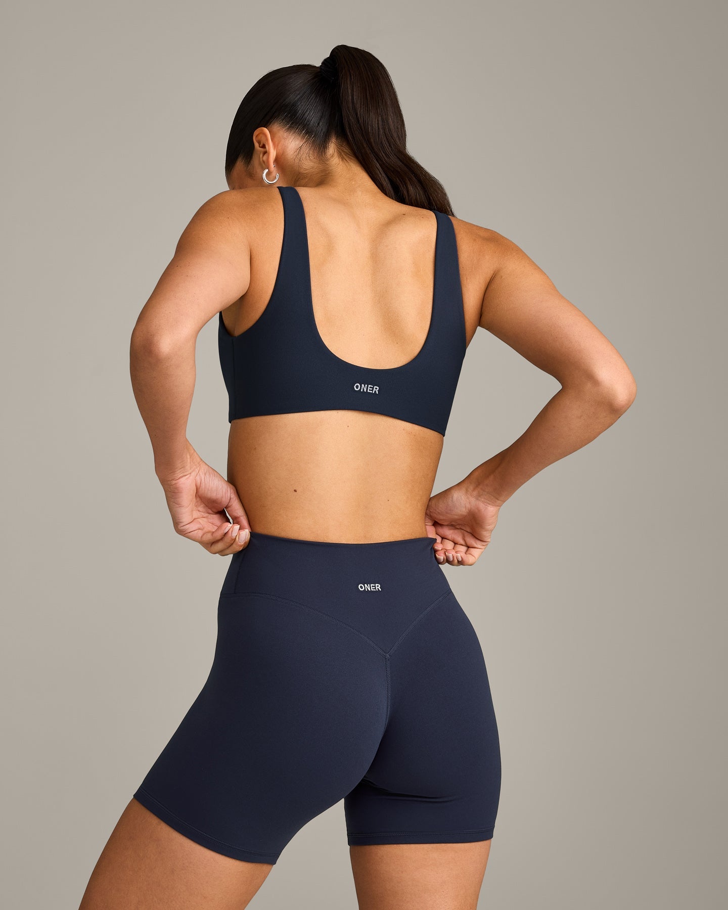 SoftMotion Scoop Back Bralette with Grey Logo | True Blue - Image 6