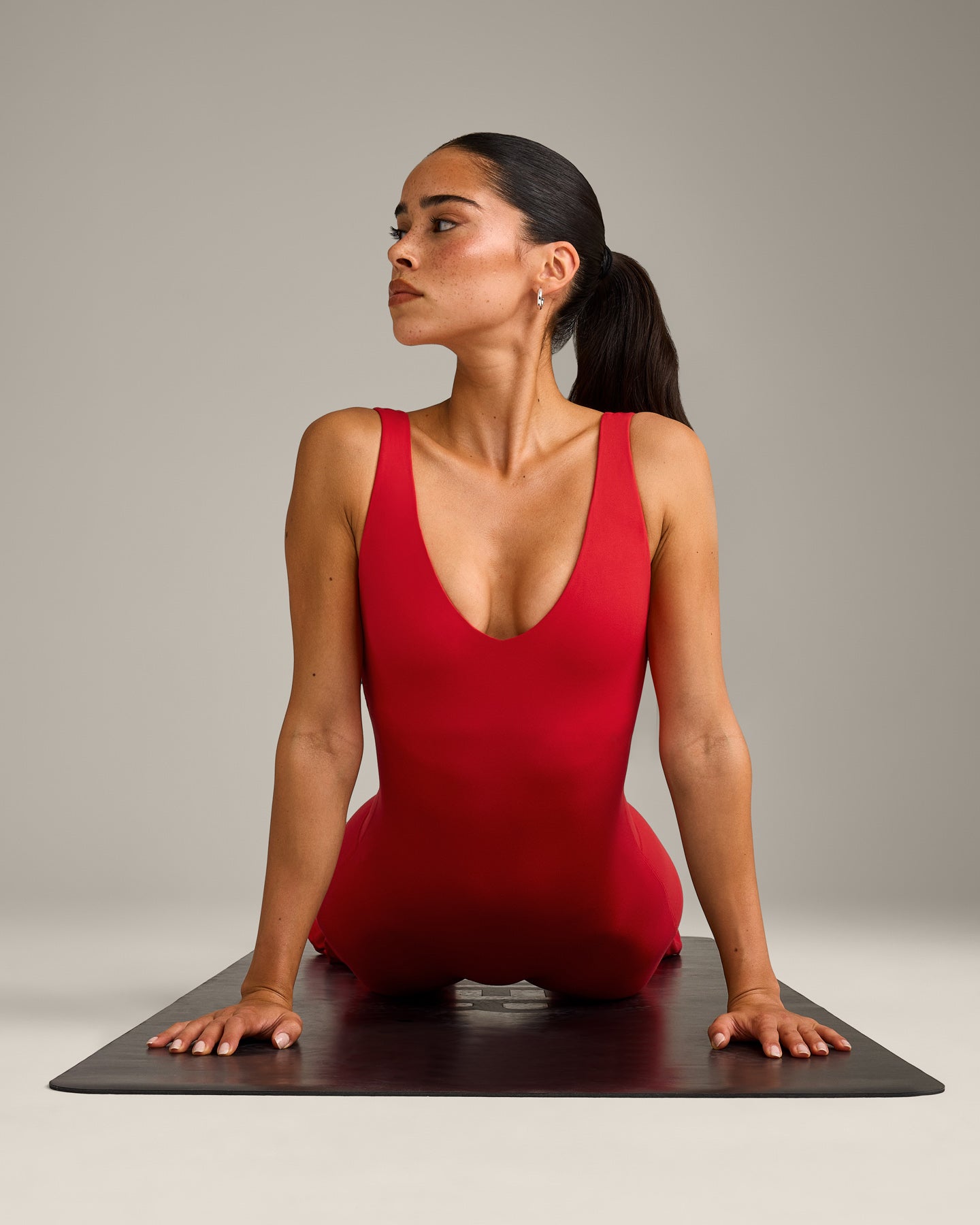 SoftMotion Scoop Back Flared All In One Long with Grey Logo | Fiery Red - Image 6