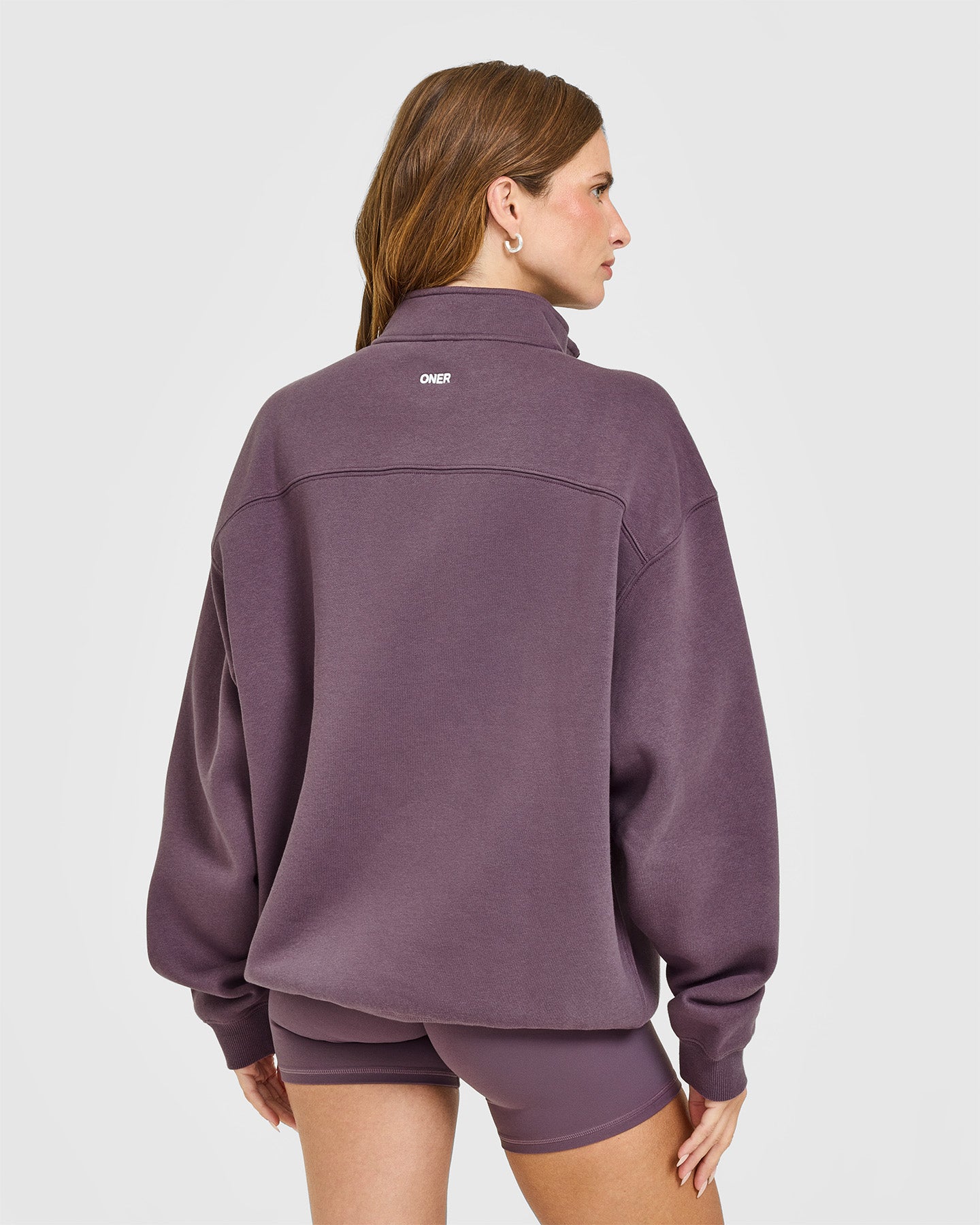 Foundations Oversized 1/4 Zip Sweatshirt | Vintage Purple - Image 4