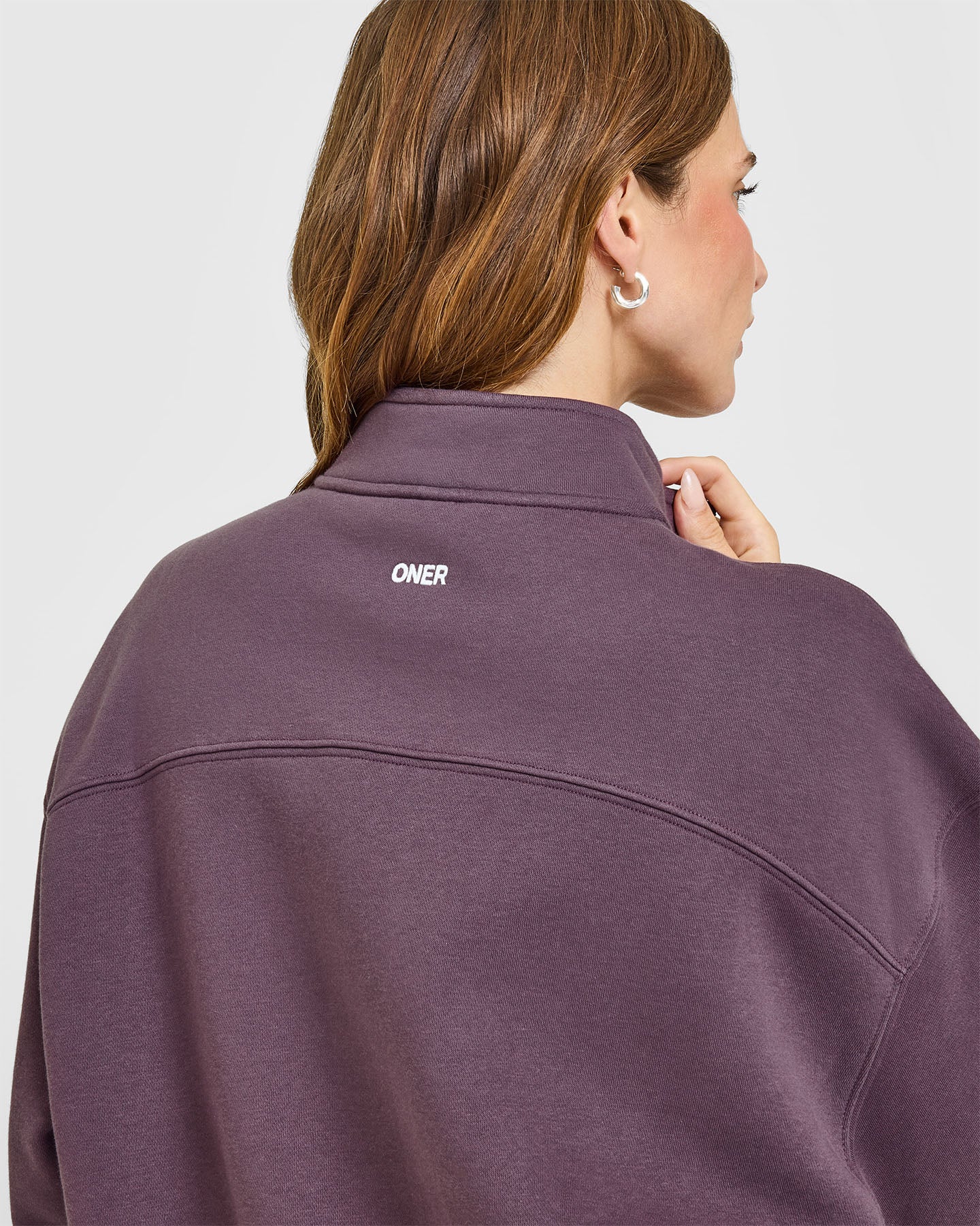 Foundations Oversized 1/4 Zip Sweatshirt | Vintage Purple - Image 5