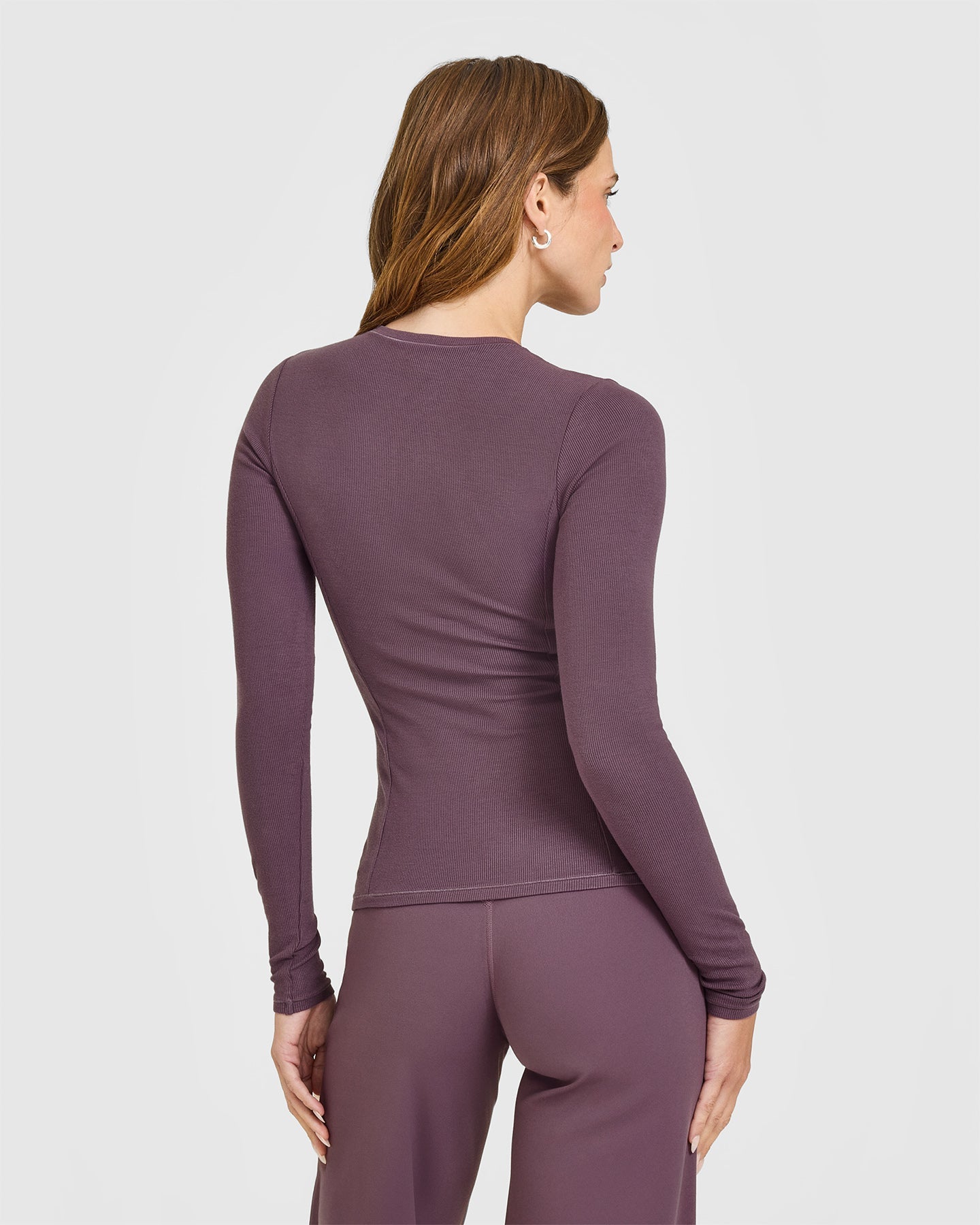 Alternative view of Mellow Rib Long Sleeve Cardigan | Vintage Purple