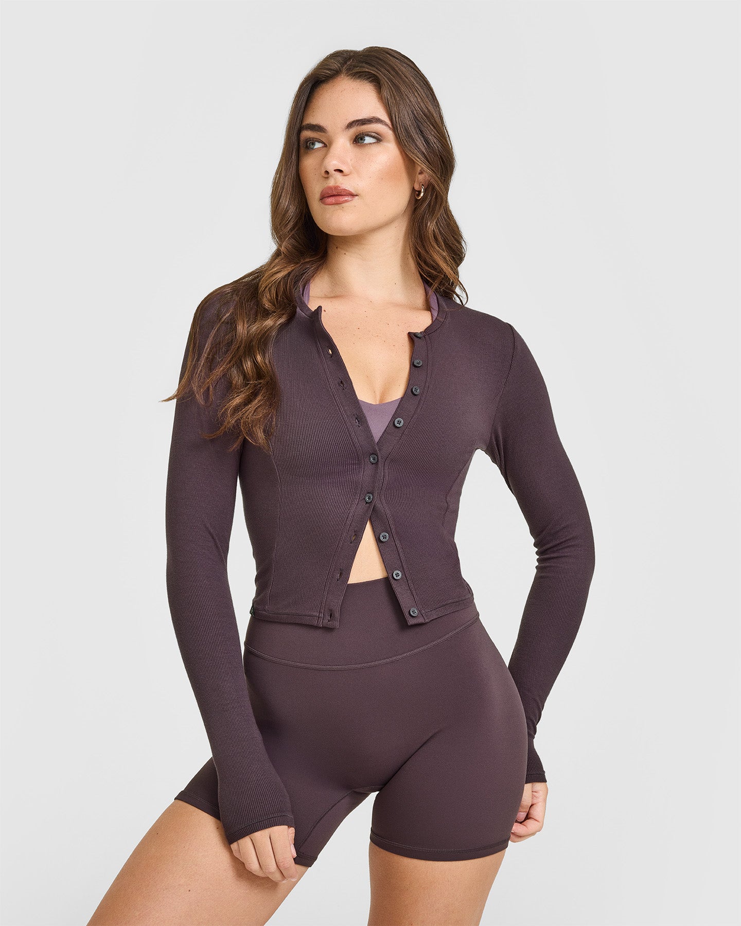 Mellow Rib Mid Long Sleeve Cardigan | Umber Brown