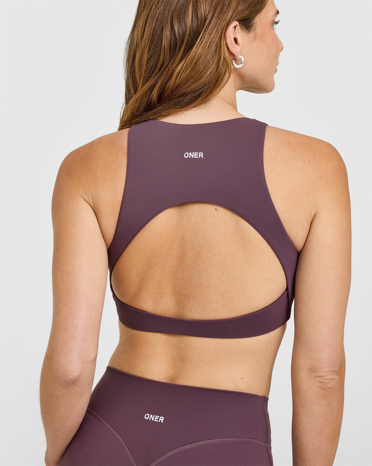 SoftMotion High Neck Sports Bra with White Logo | Vintage Purple - Image 4