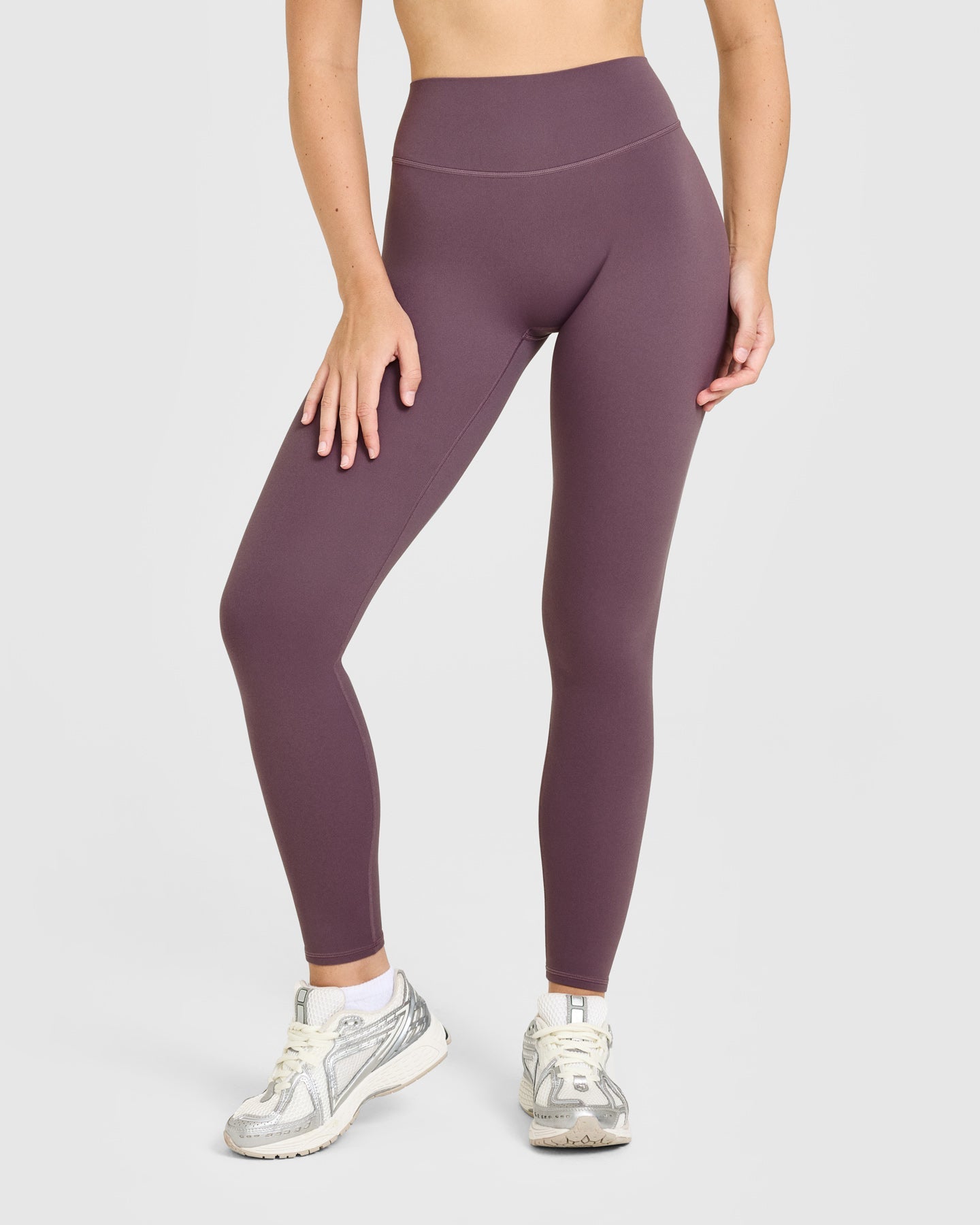 SoftMotion High Waisted Leggings with White Logo | Vintage Purple - Image 6