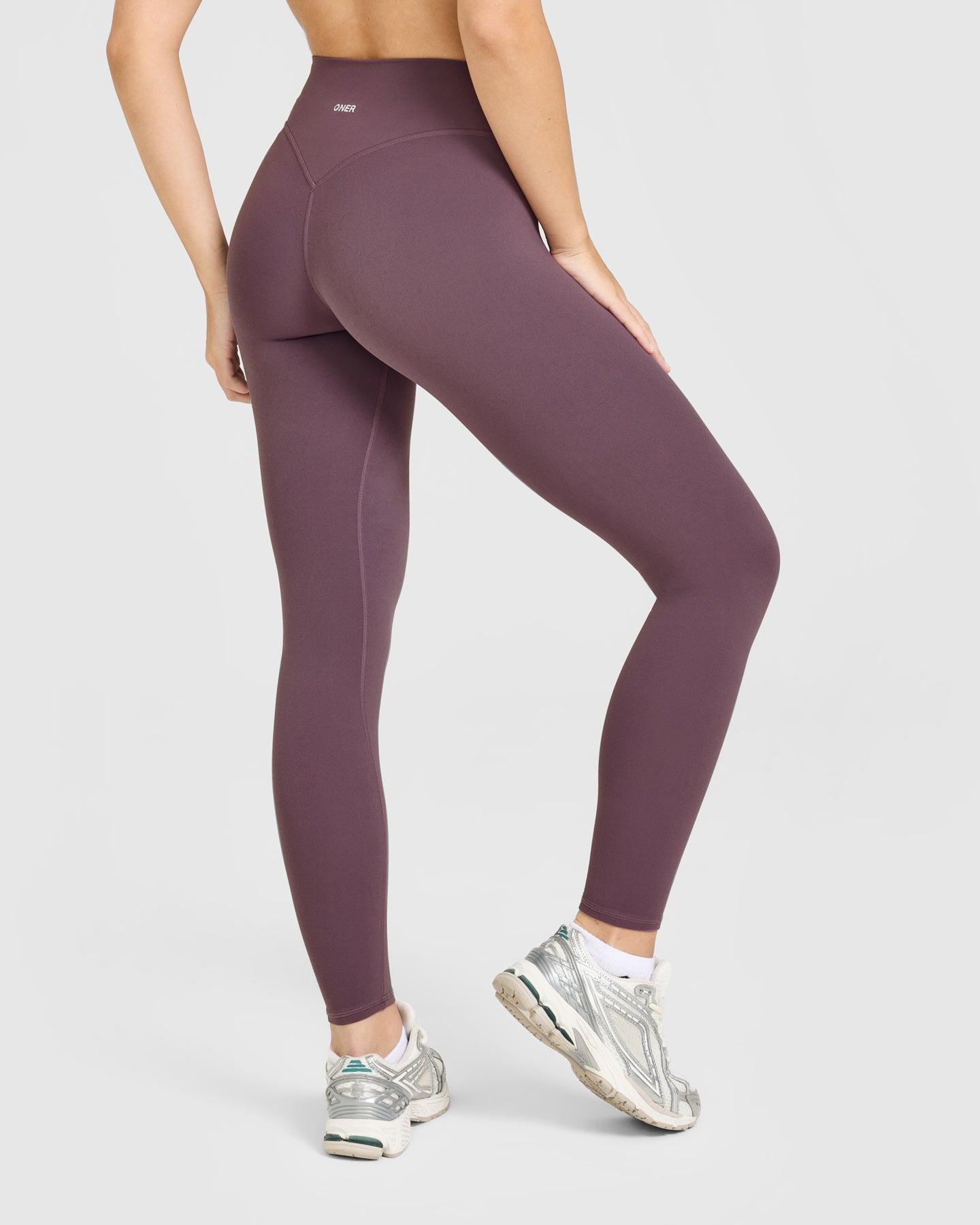 SoftMotion High Waisted Leggings with White Logo | Vintage Purple