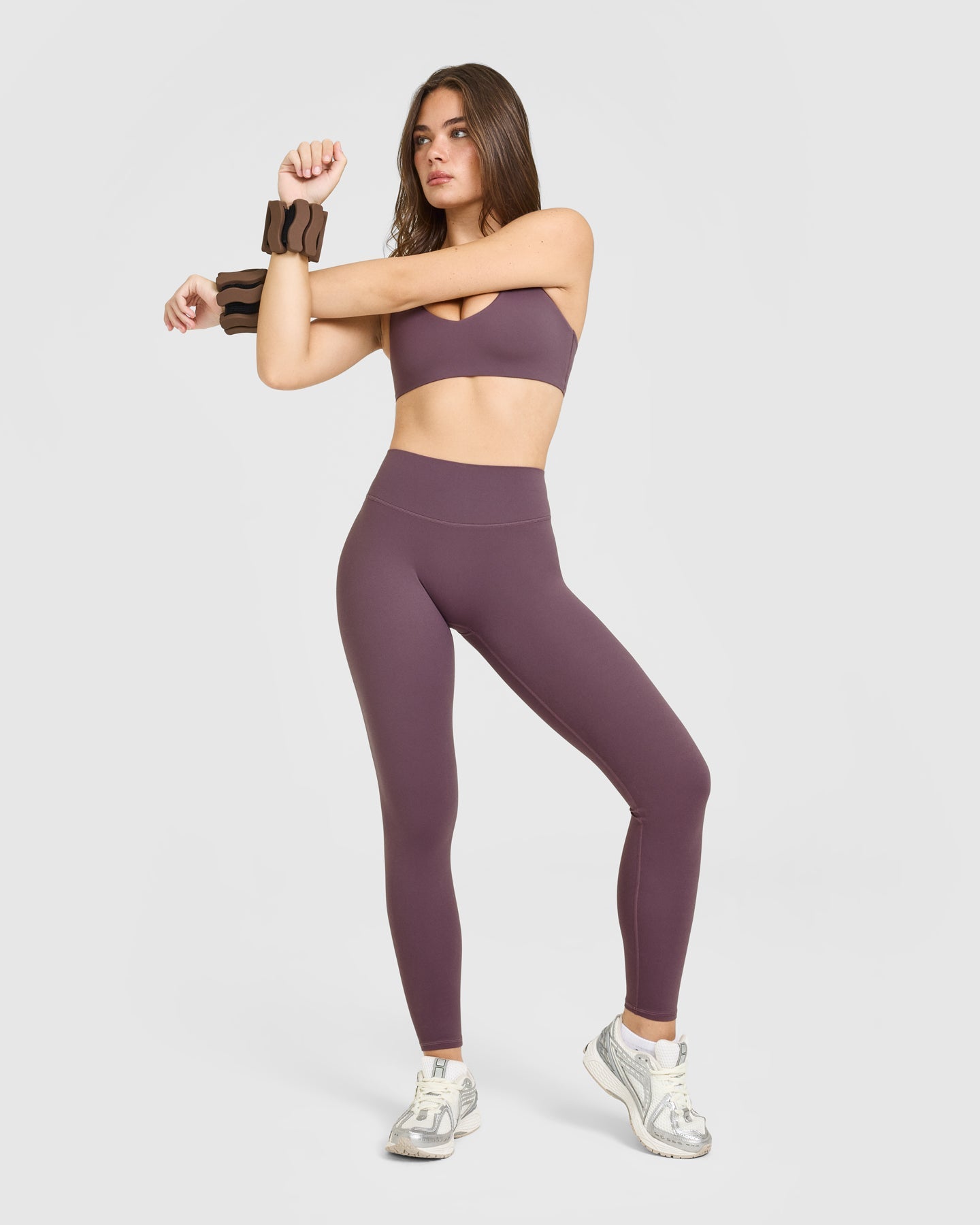 SoftMotion High Waisted Leggings with White Logo | Vintage Purple - Image 3