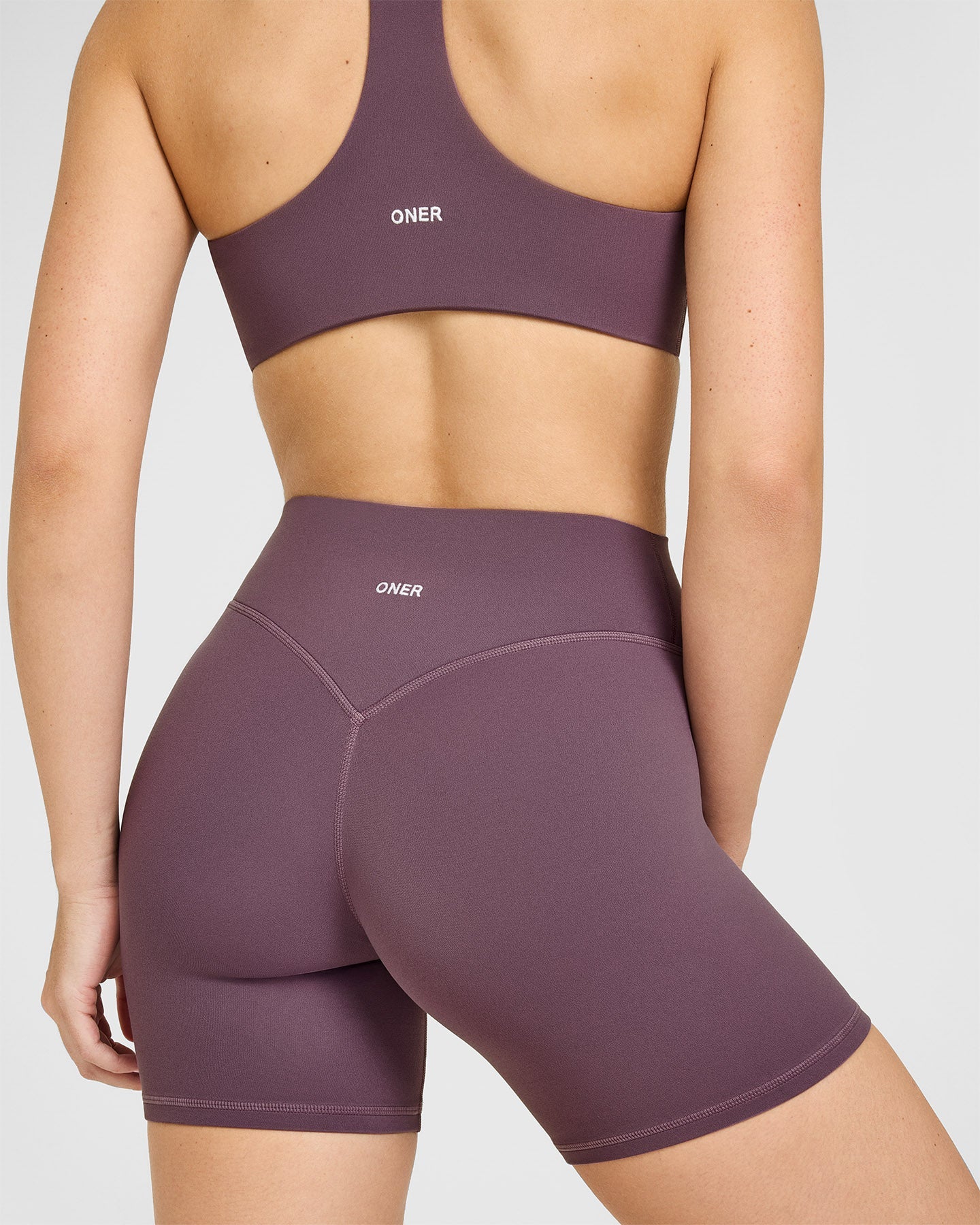 SoftMotion High Waisted Shorts 6" with White Logo | Vintage Purple - Image 4