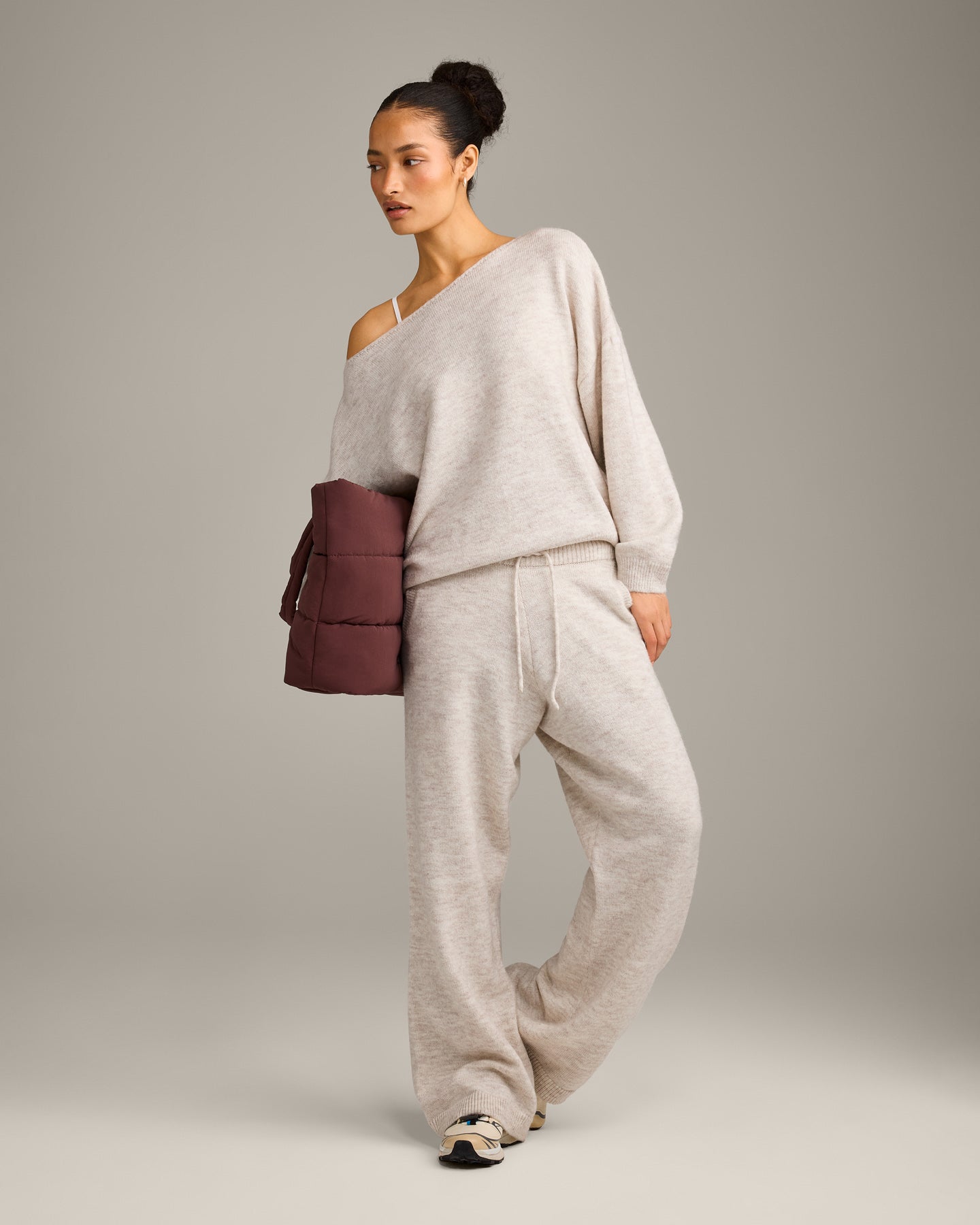 Alternative view of Oversized Knit Off-The-Shoulder Sweater | Oat Marl