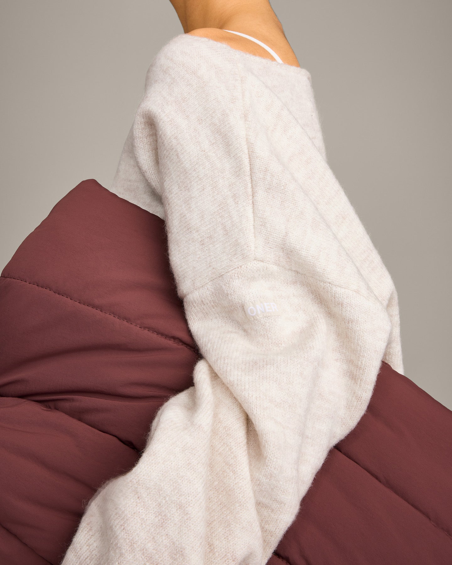 Oversized Knit Off-The-Shoulder Sweater | Oat Marl - Image 4