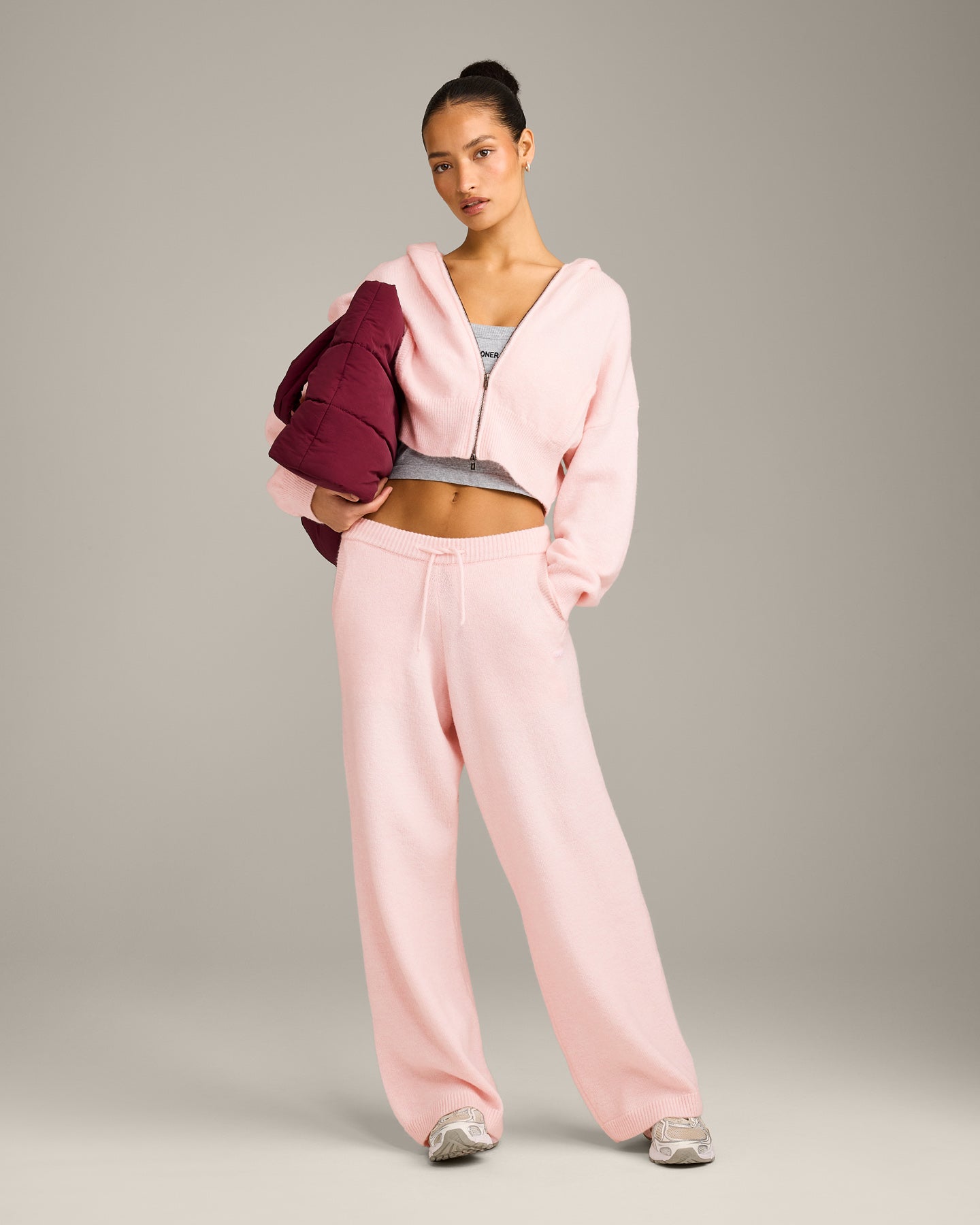 Oversized Knit Straight Leg Bottoms | Soft Girl Pink - Image 3