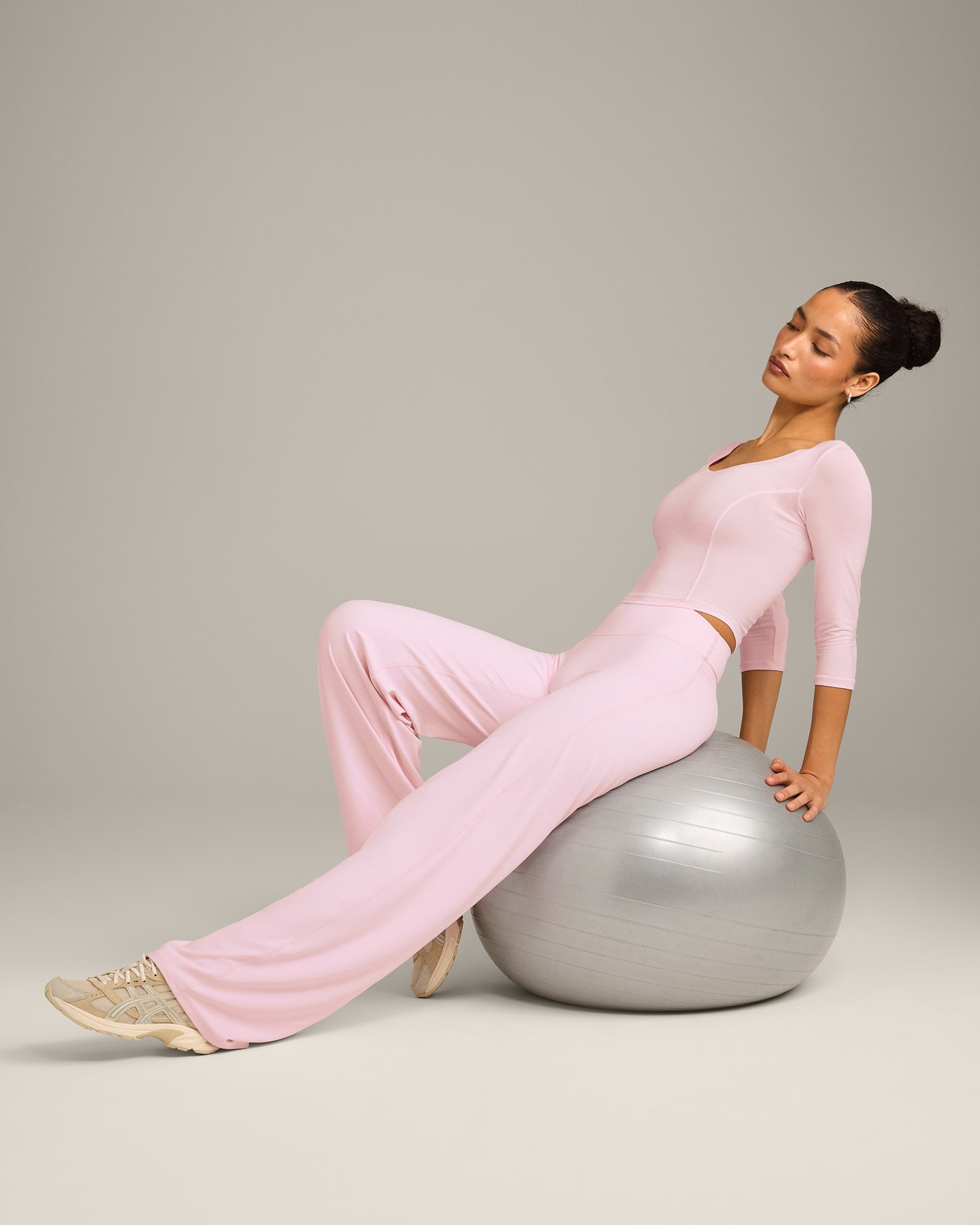 Mellow Motion Wide V Neck 3/4 Length Sleeve Mid Top | Soft Girl Pink - Image 6