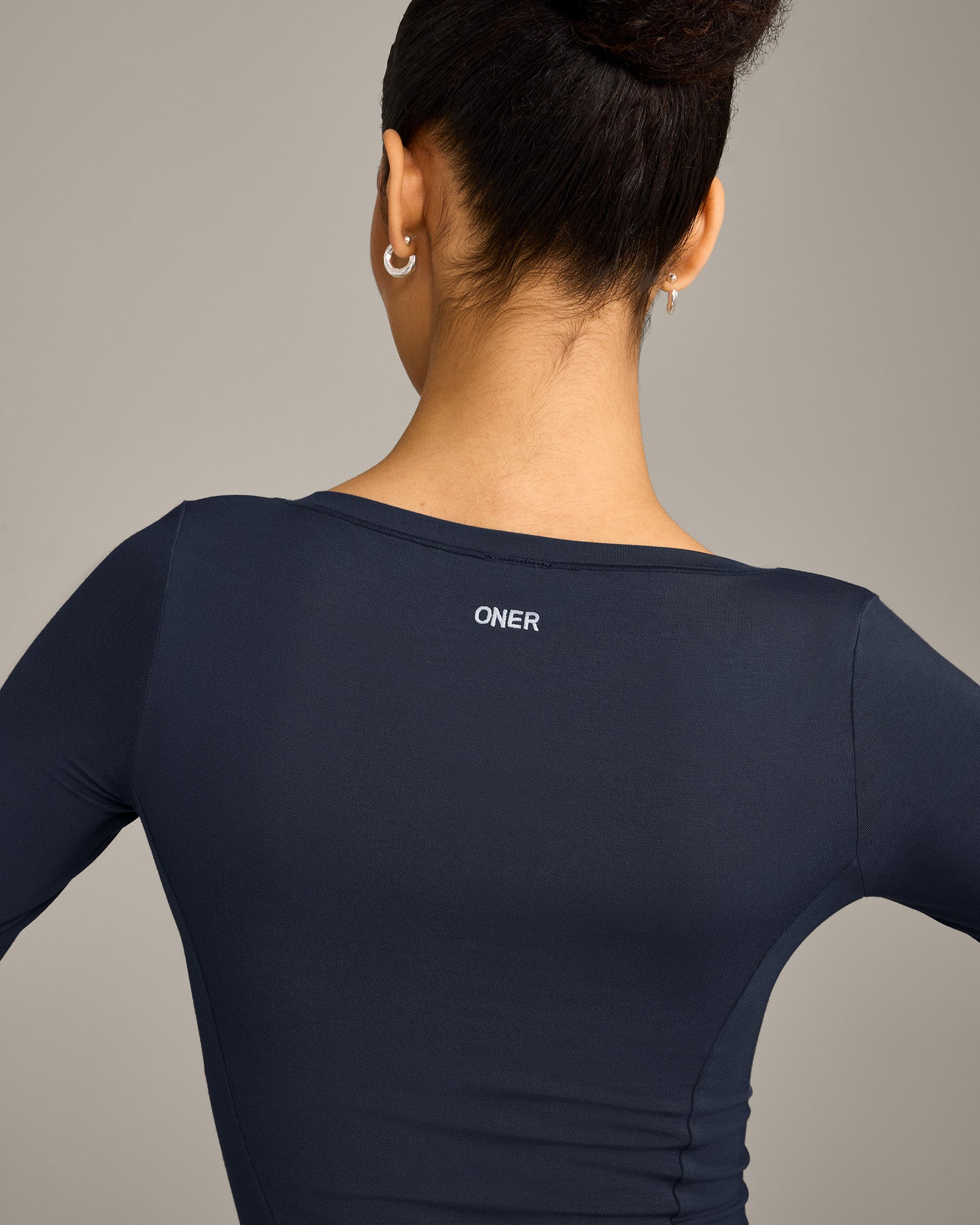 Mellow Motion Wide V Neck 3/4 Length Sleeve Mid Top | True Blue - Image 4