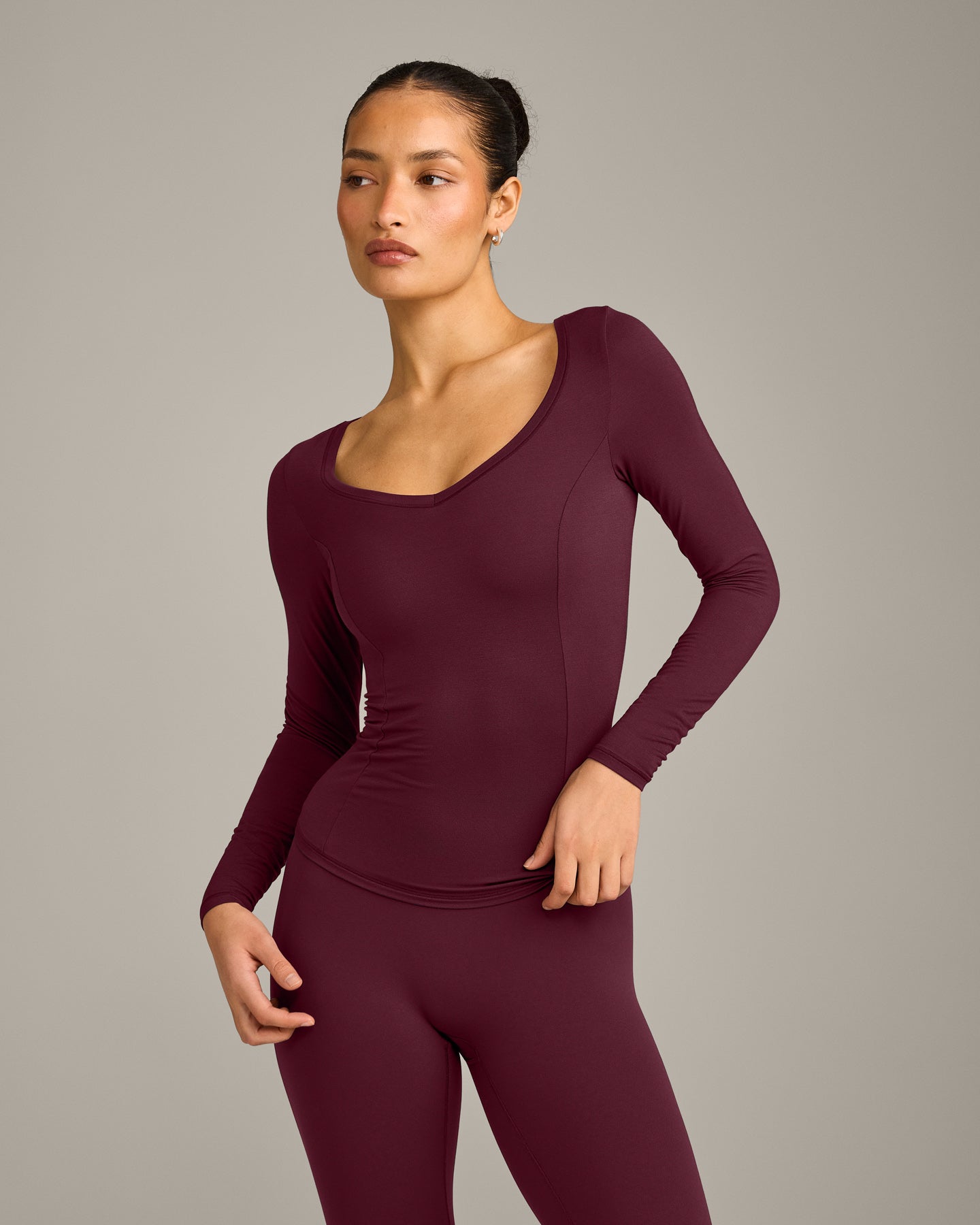 Mellow Motion Wide V Neck Long Sleeve Top | Cherry Lacquer Purple
