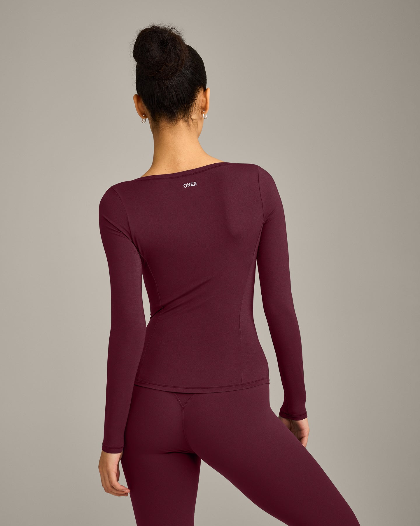 Alternative view of Mellow Motion Wide V Neck Long Sleeve Top | Cherry Lacquer Purple