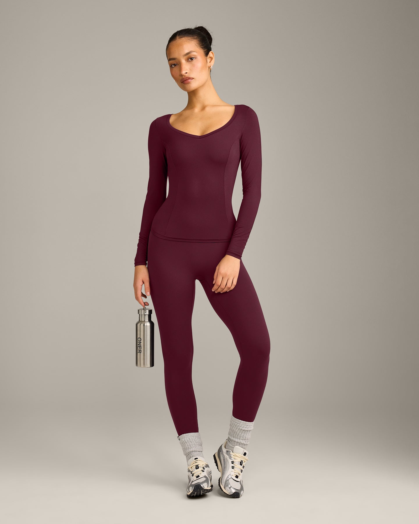 Mellow Motion Wide V Neck Long Sleeve Top | Cherry Lacquer Purple - Image 3
