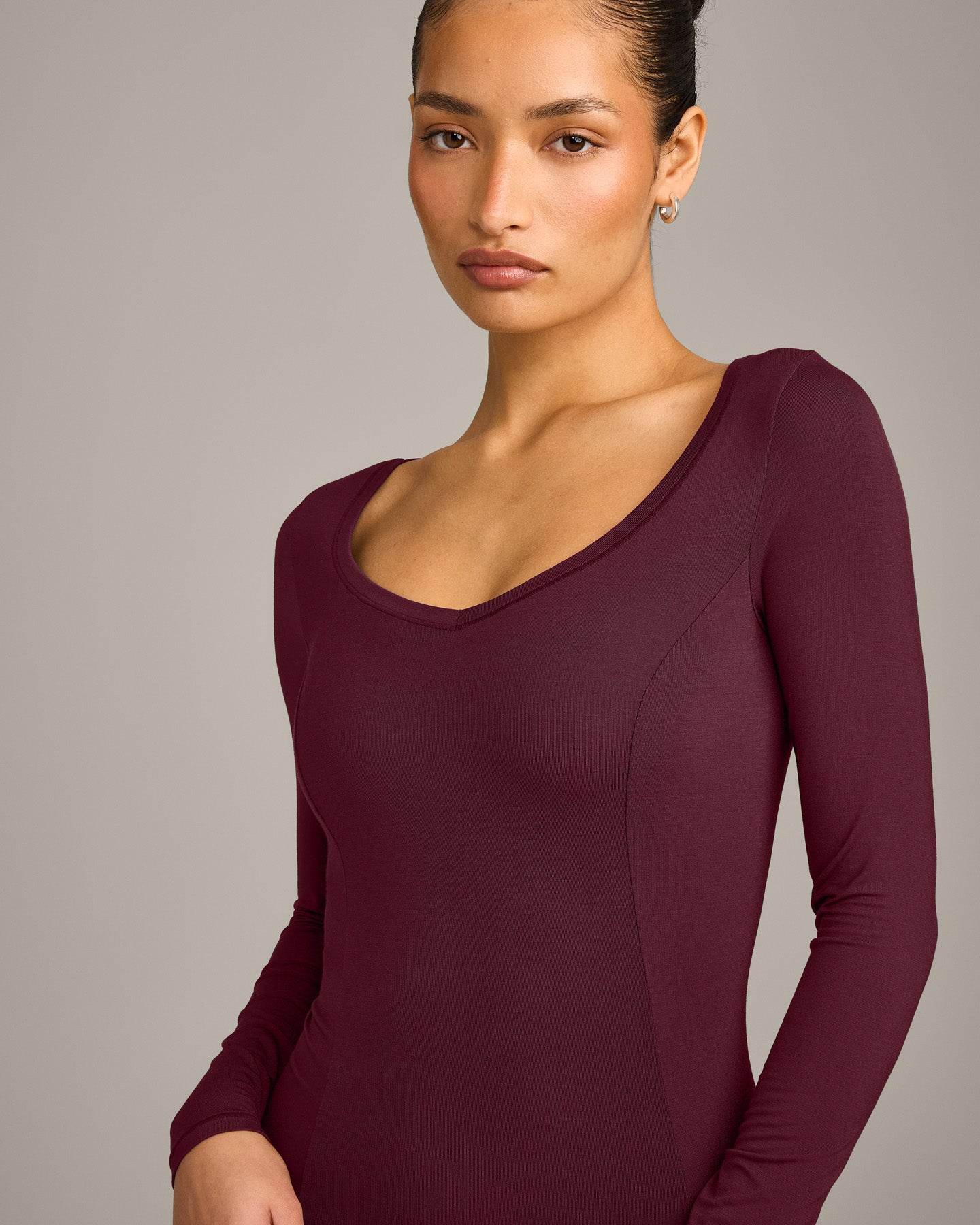 Mellow Motion Wide V Neck Long Sleeve Top | Cherry Lacquer Purple - Image 5