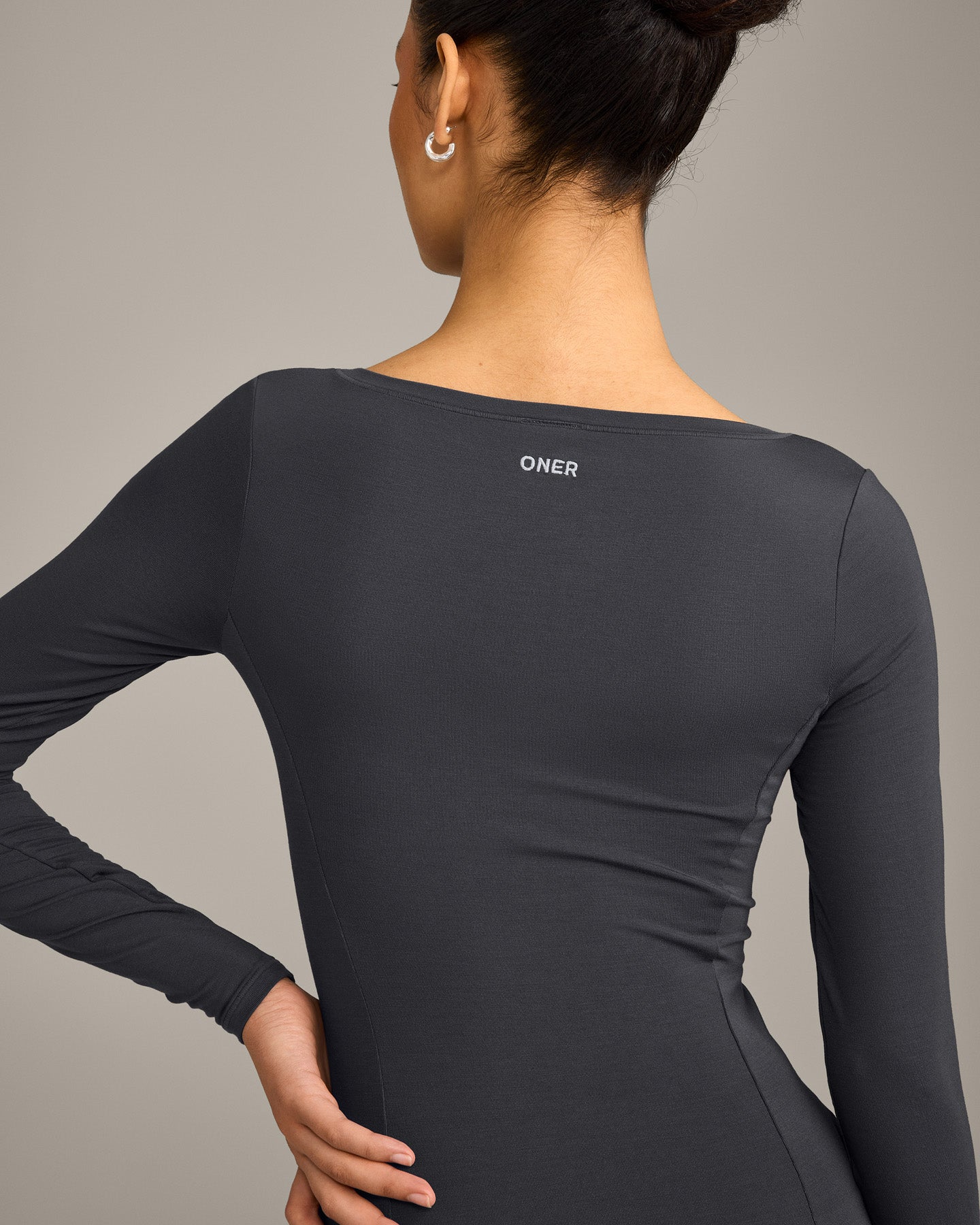 Mellow Motion Wide V Neck Long Sleeve Top | Coal - Image 5