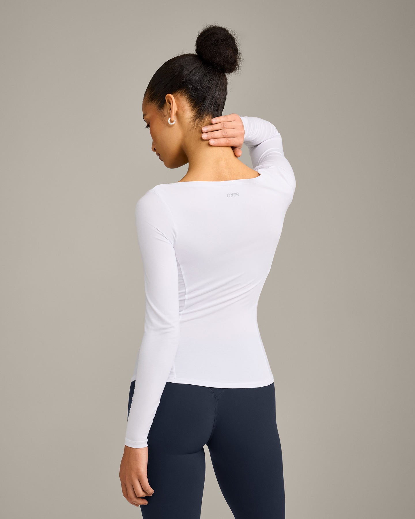 Mellow Motion Wide V Neck Long Sleeve Top | White - Image 6