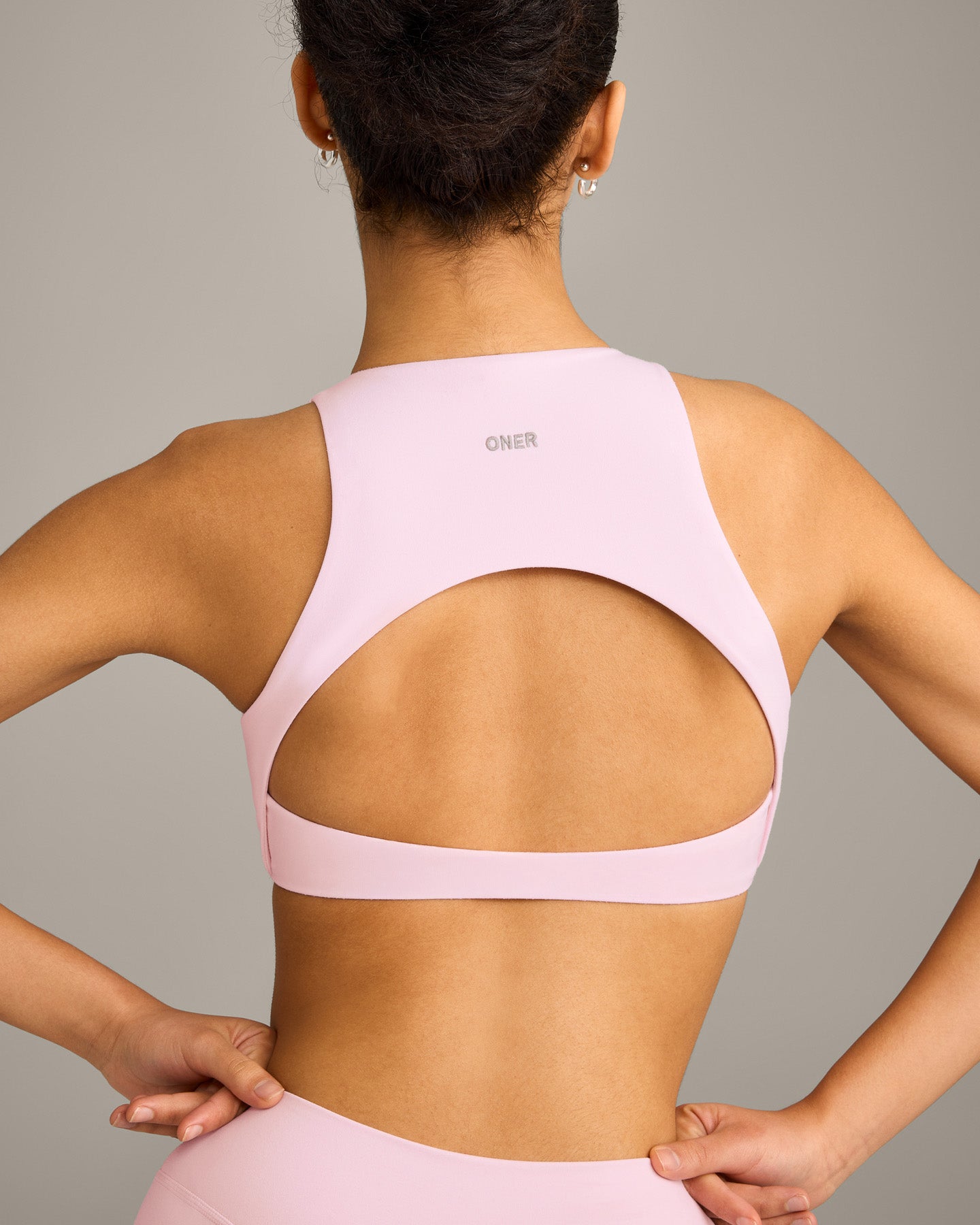 SoftMotion High Neck Sports Bra with Grey Logo | Soft Girl Pink - Image 4