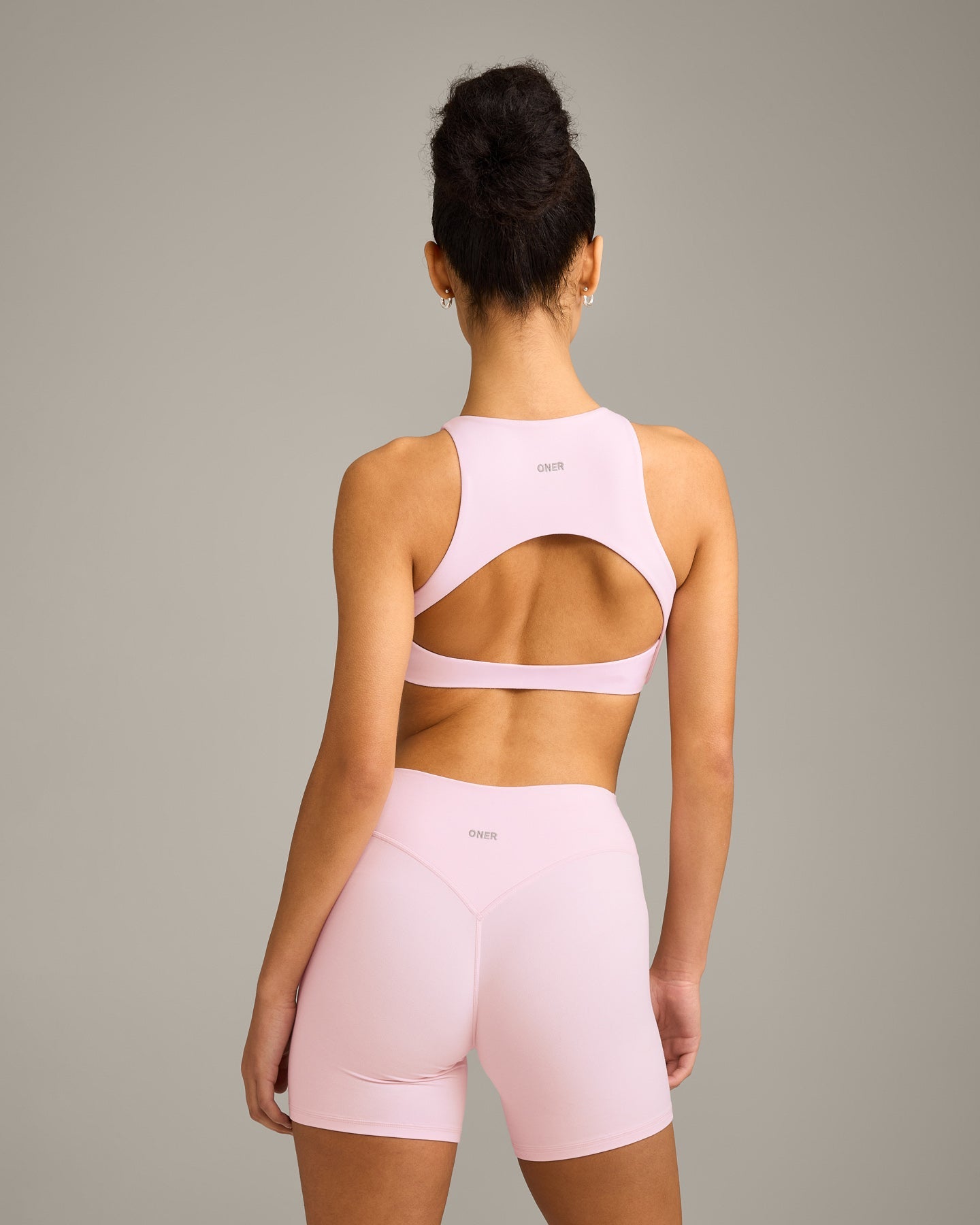 SoftMotion High Neck Sports Bra with Grey Logo | Soft Girl Pink - Image 6