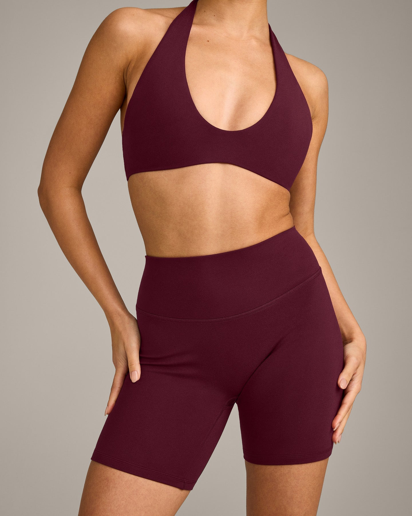 SoftMotion High Waisted Shorts 6" with Grey Logo | Cherry Lacquer Purple - Image 5