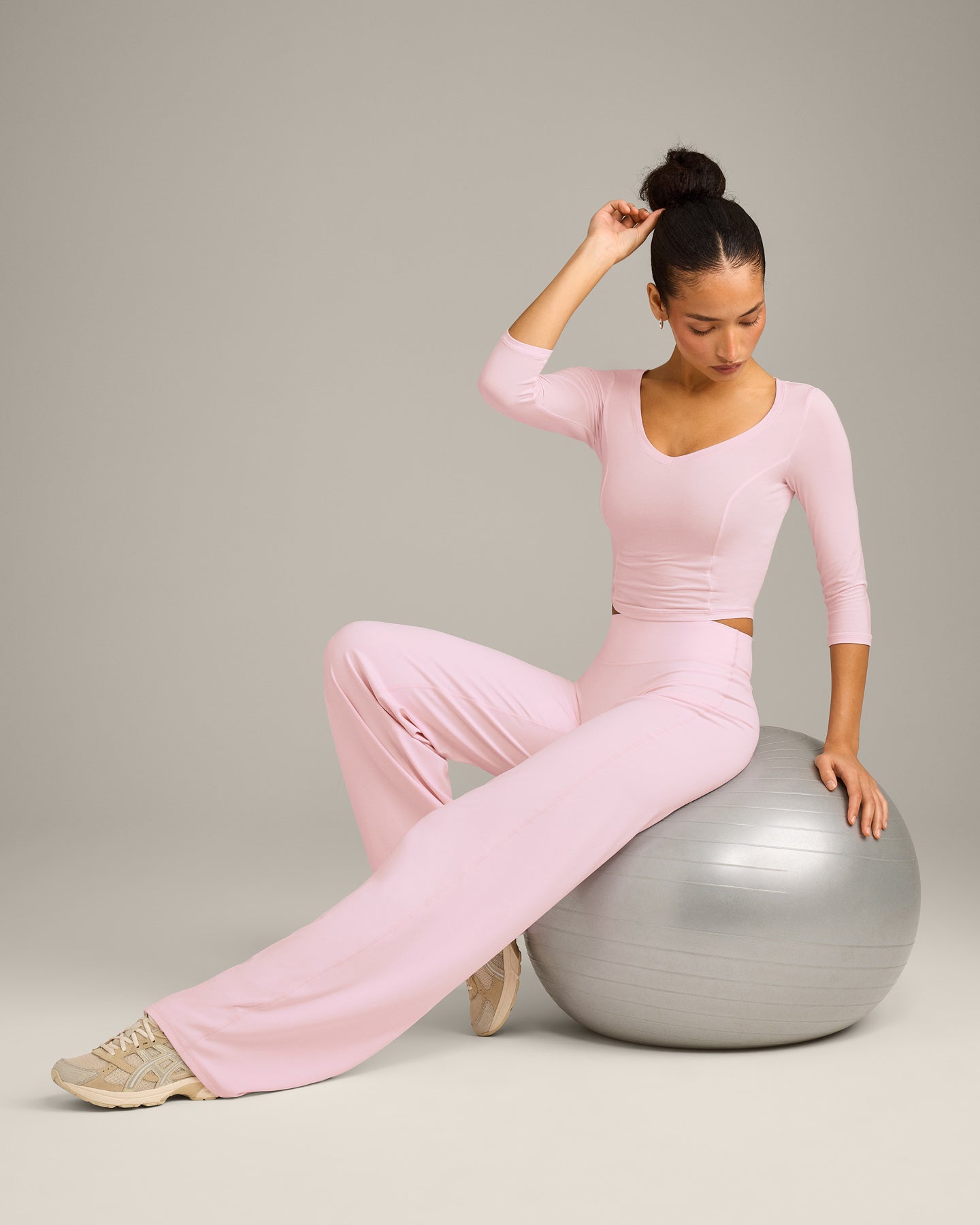 SoftMotion Straight Leg Bottoms with Grey Logo | Soft Girl Pink - Image 3