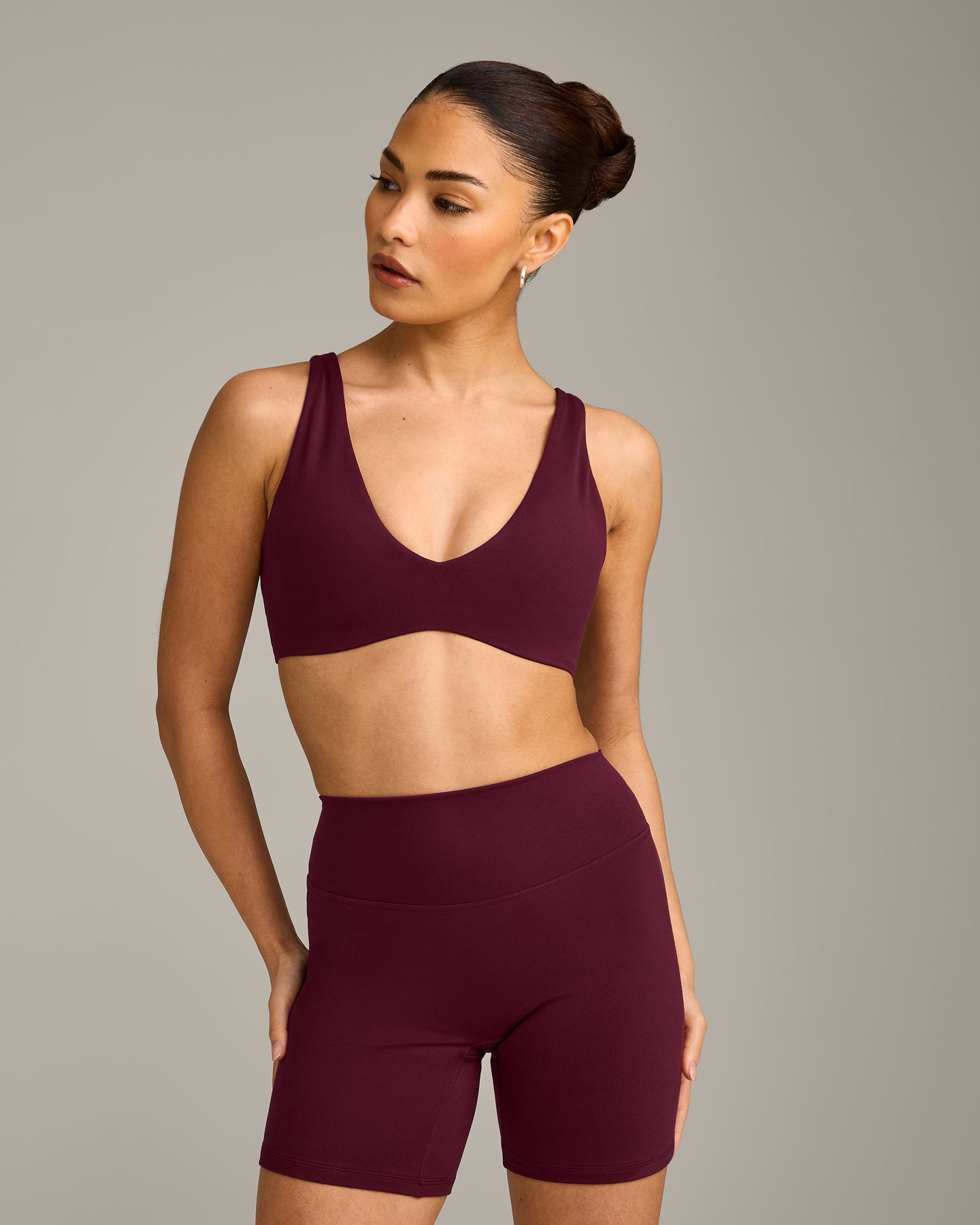 SoftMotion Scoop Back Bralette with Grey Logo | Cherry Lacquer Purple