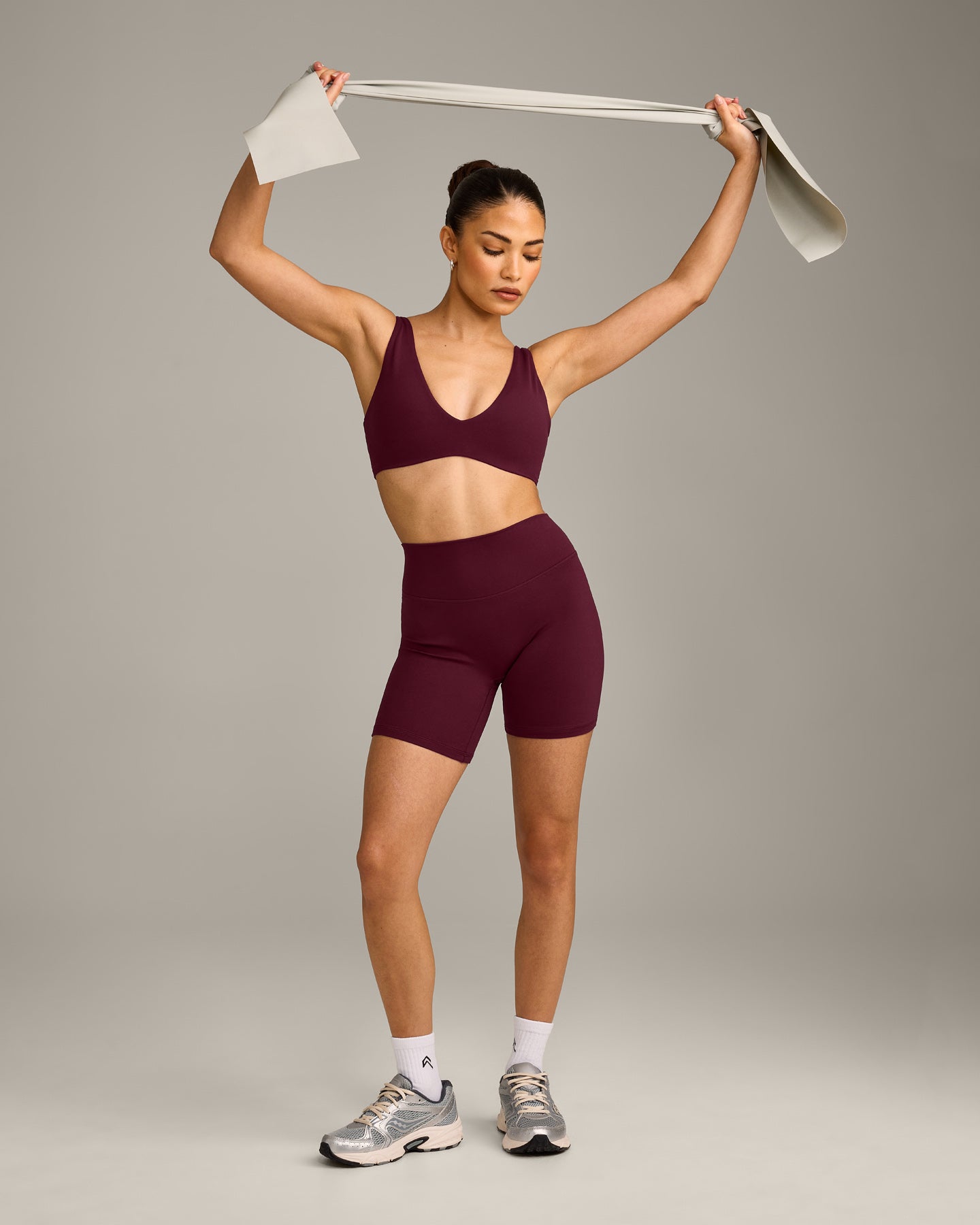Alternative view of SoftMotion Scoop Back Bralette with Grey Logo | Cherry Lacquer Purple
