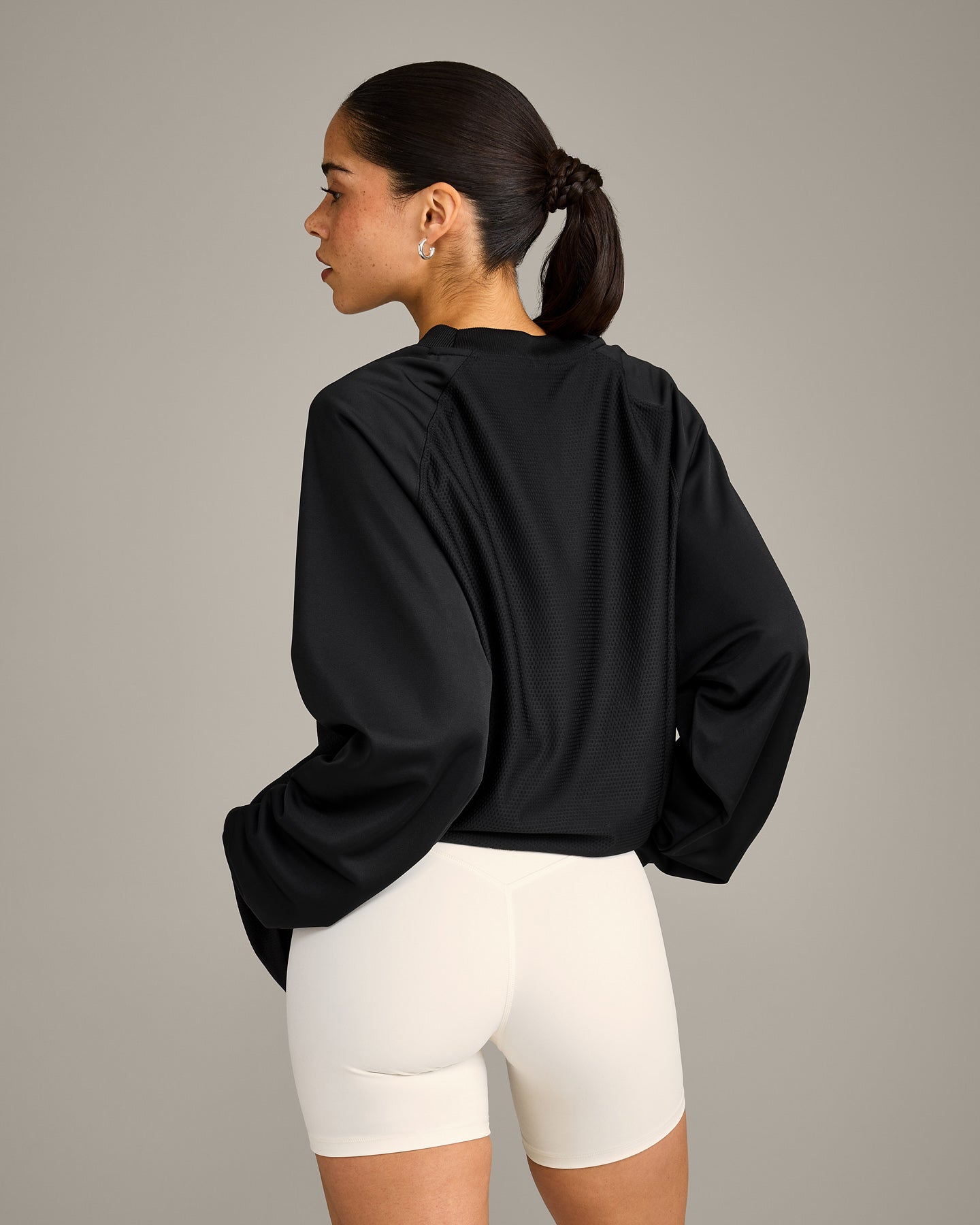 Oversized V Neck Long Sleeve T-Shirt with Oner Graphic | Black - Image 6