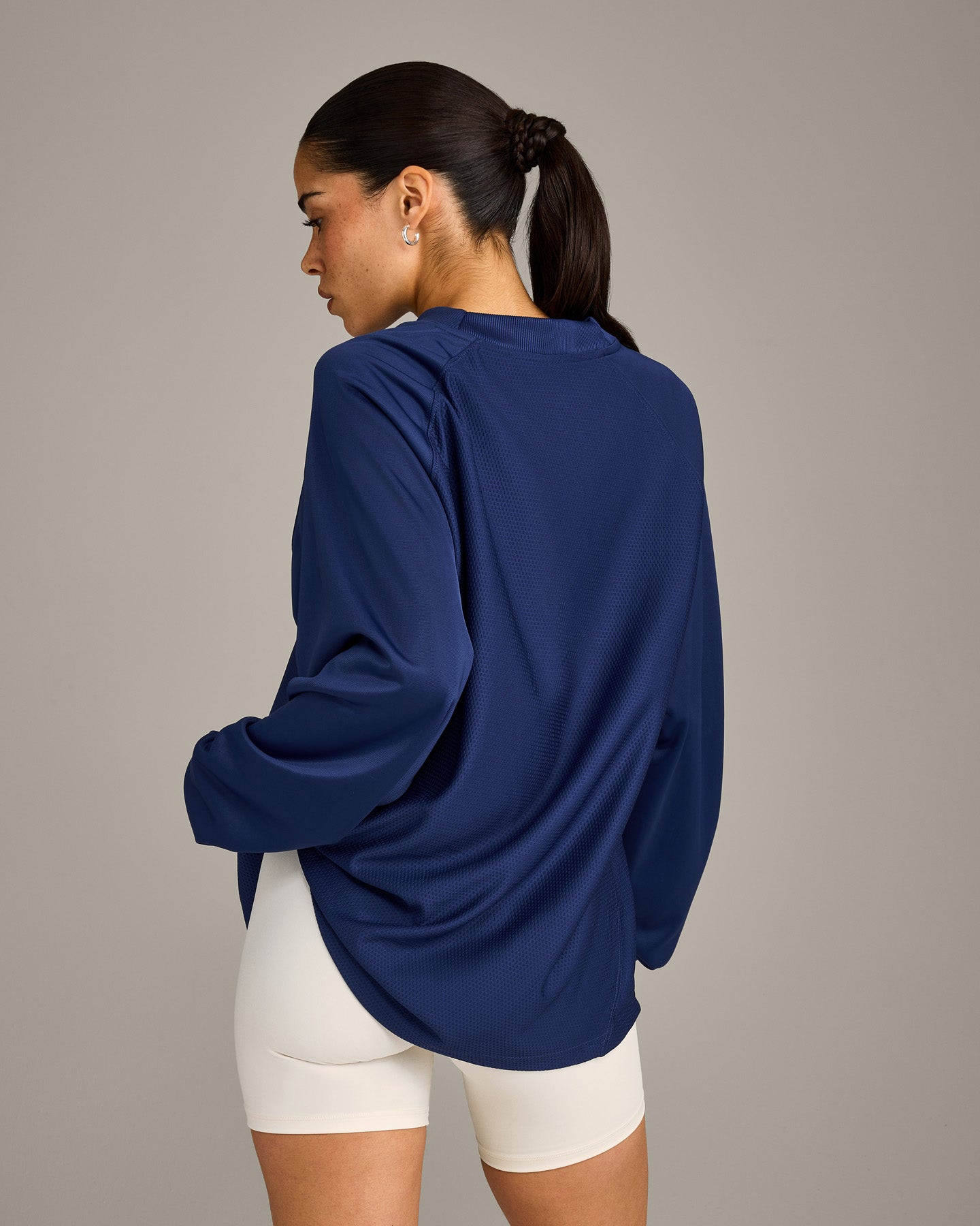 Oversized V Neck Long Sleeve T-Shirt with Oner Graphic | Varsity Blue - Image 6