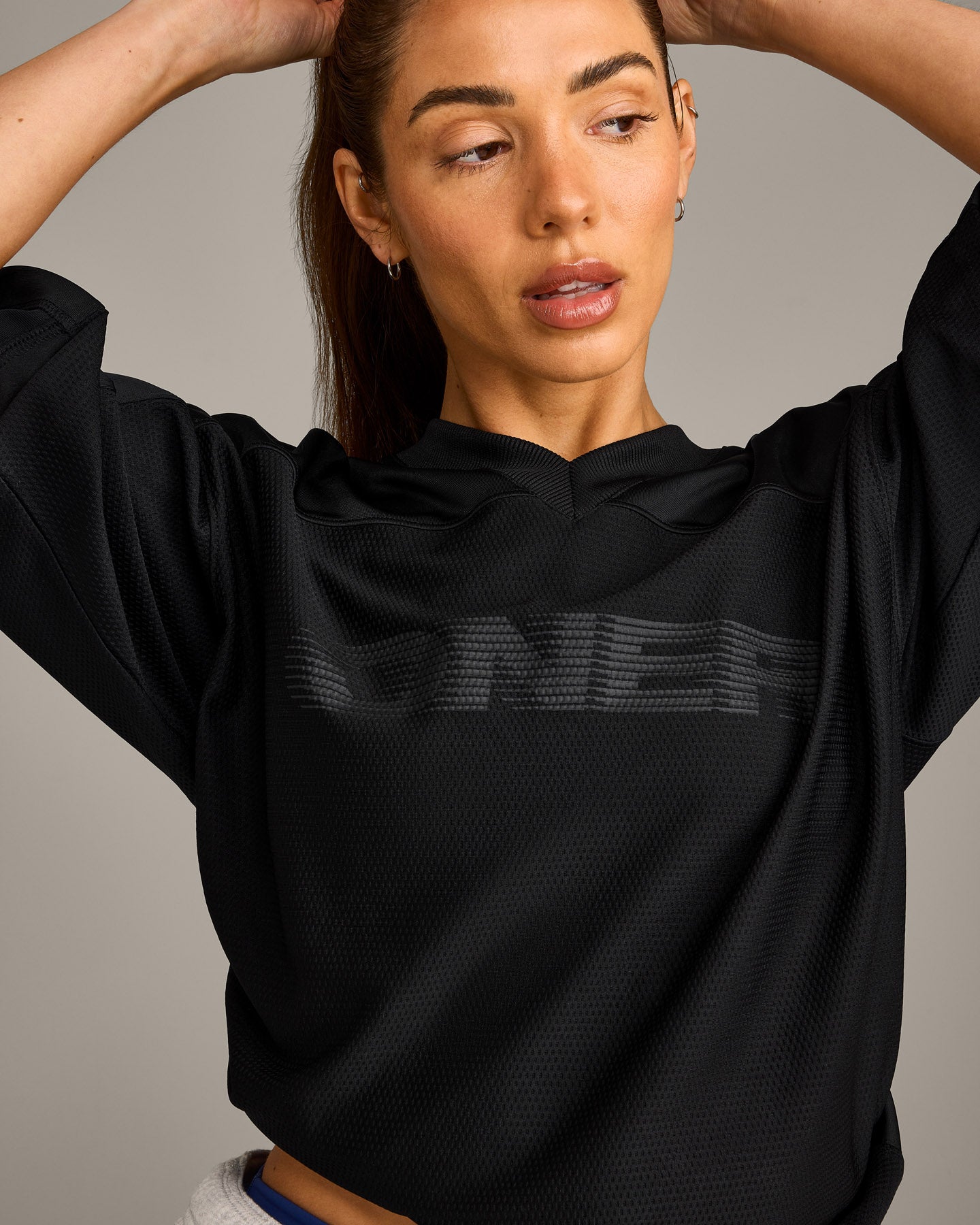 Oversized V Neck T-Shirt with Oner Graphic | Black - Image 4