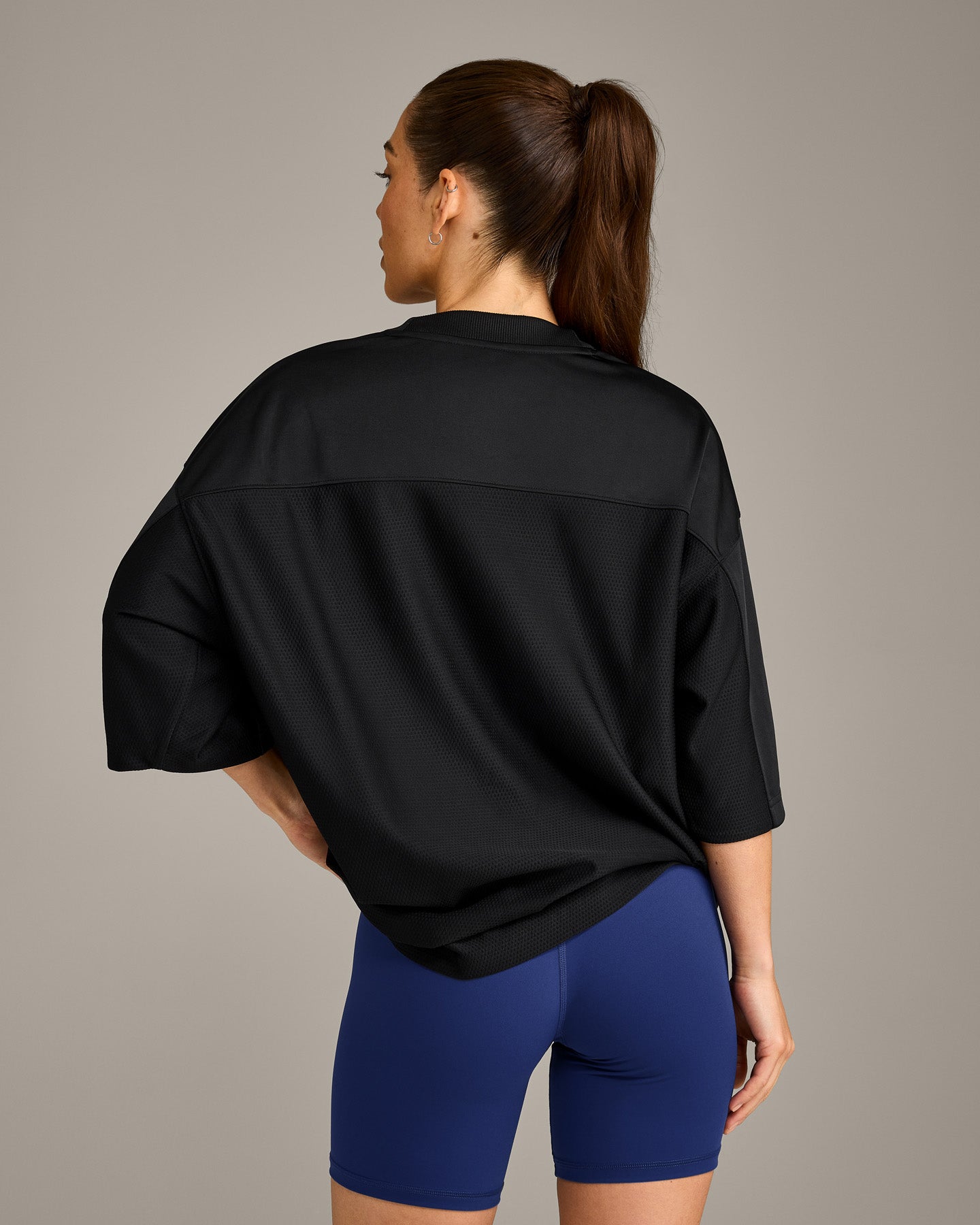 Oversized V Neck T-Shirt with Oner Graphic | Black - Image 6