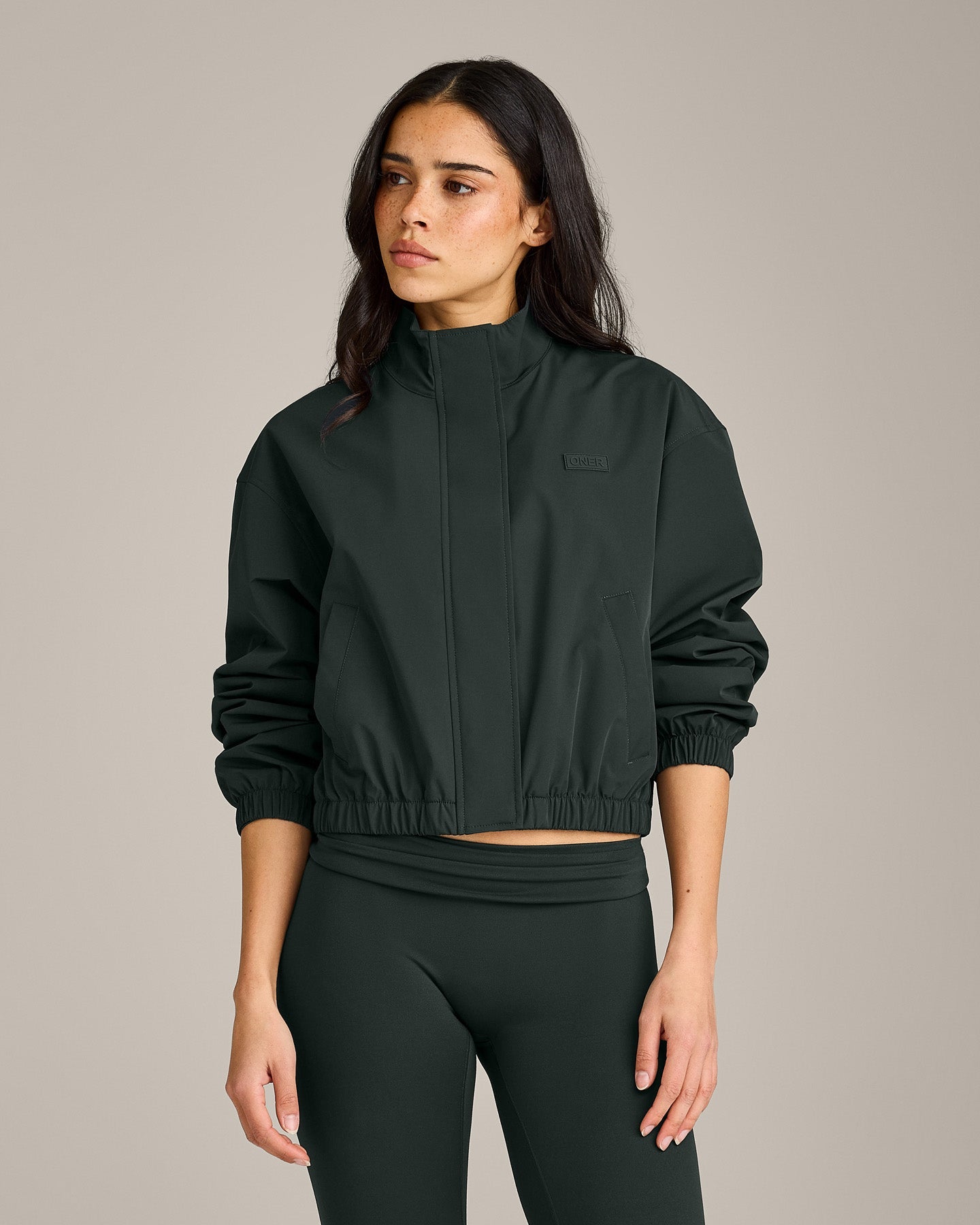 Cropped Bomber Jacket | Emerald Noir