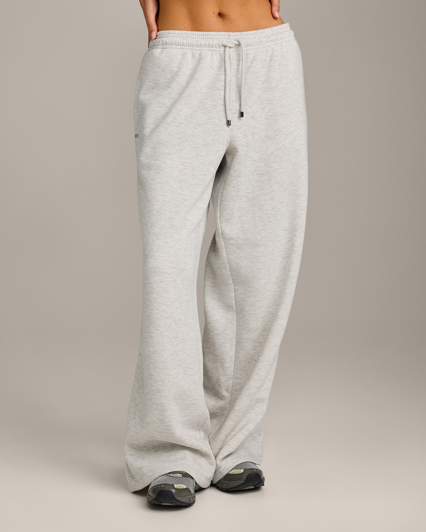 Jersey Tracksuit Straight Leg Joggers | Light Grey Marl
