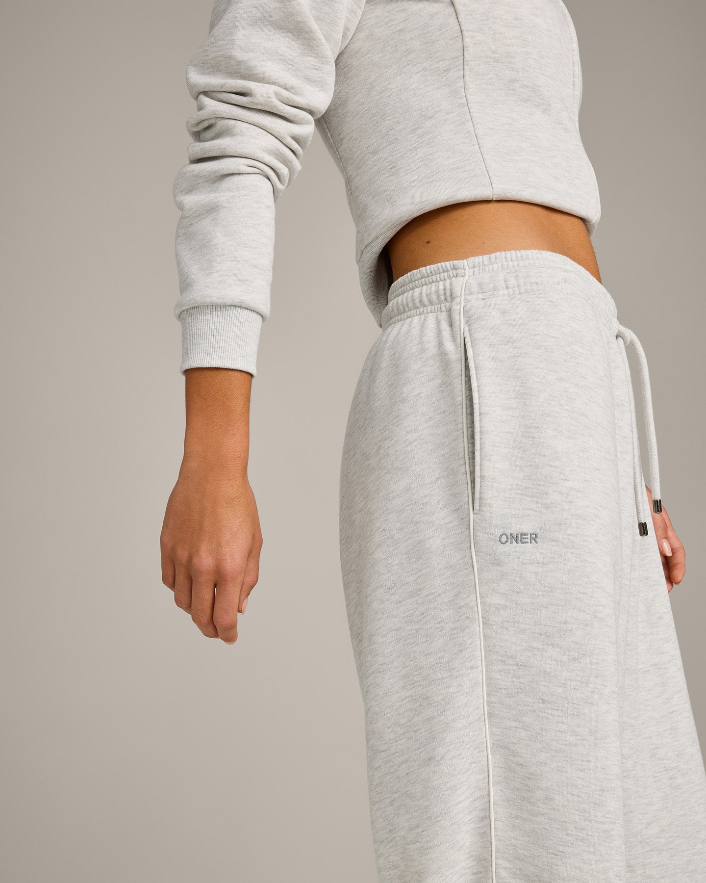 Jersey Tracksuit Straight Leg Joggers | Light Grey Marl - Image 5