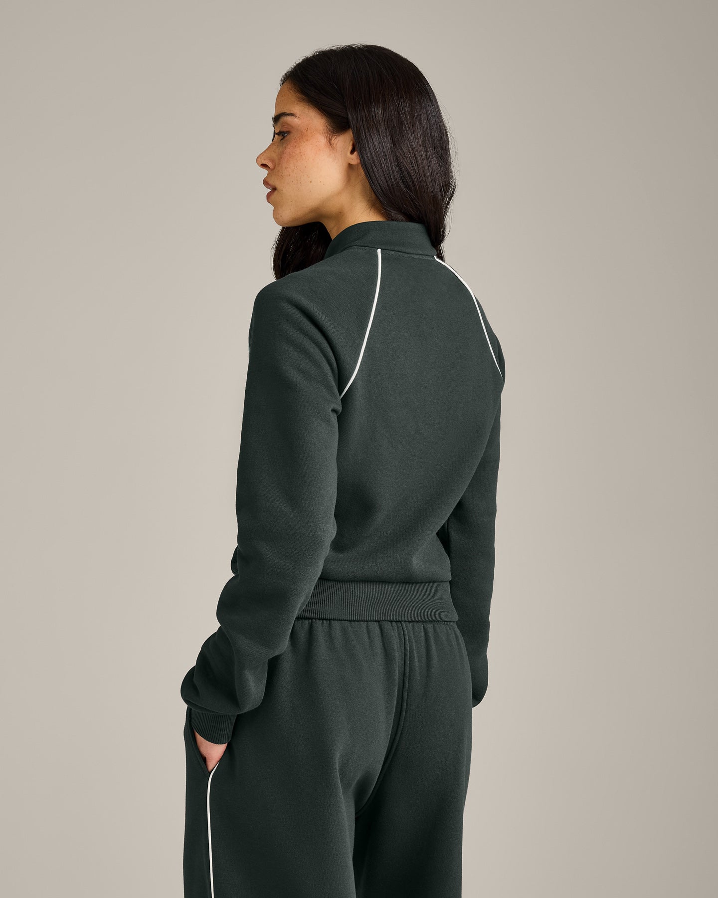 Jersey Tracksuit Zip Through Jacket | Emerald Noir - Image 6