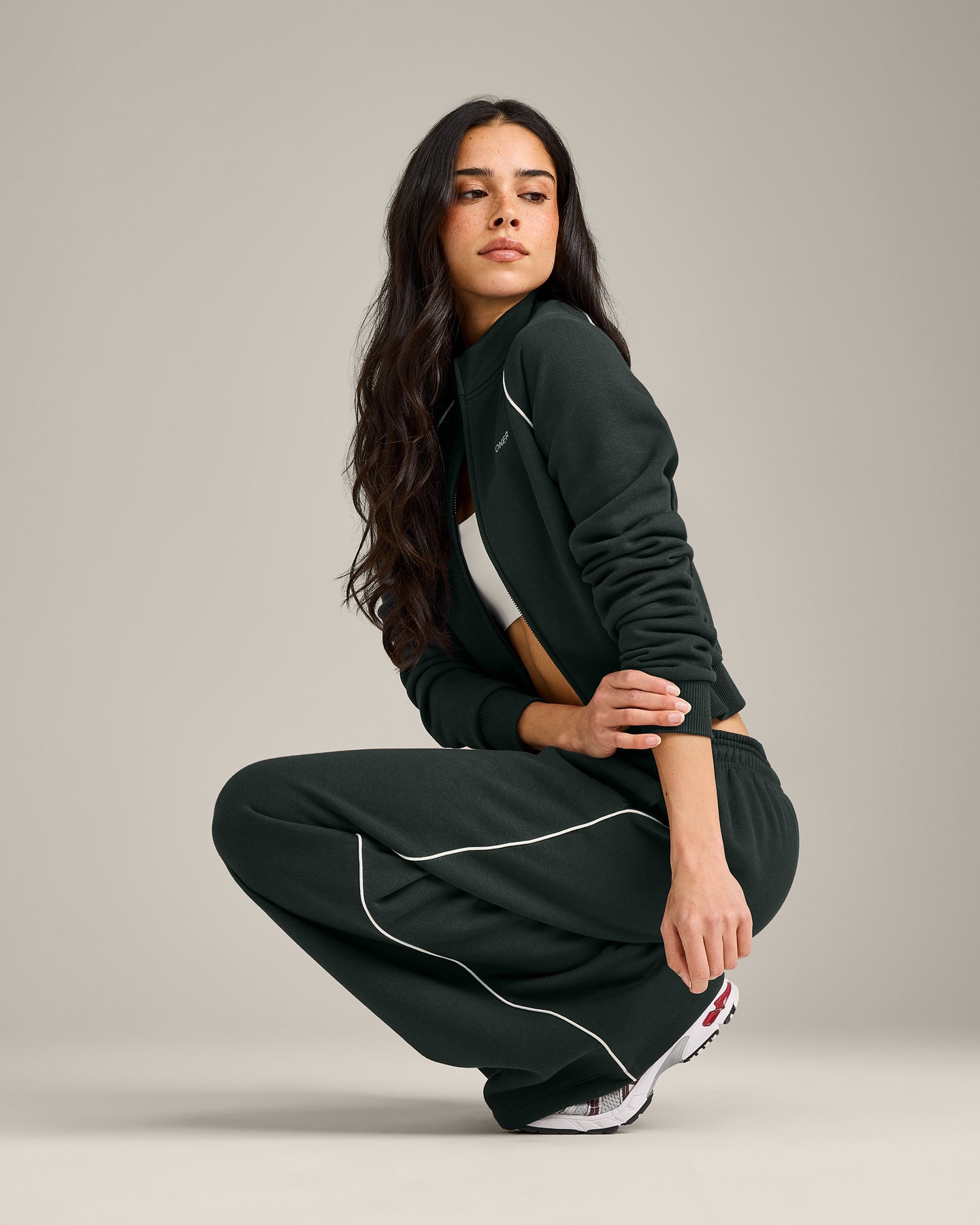 Jersey Tracksuit Zip Through Jacket | Emerald Noir - Image 3