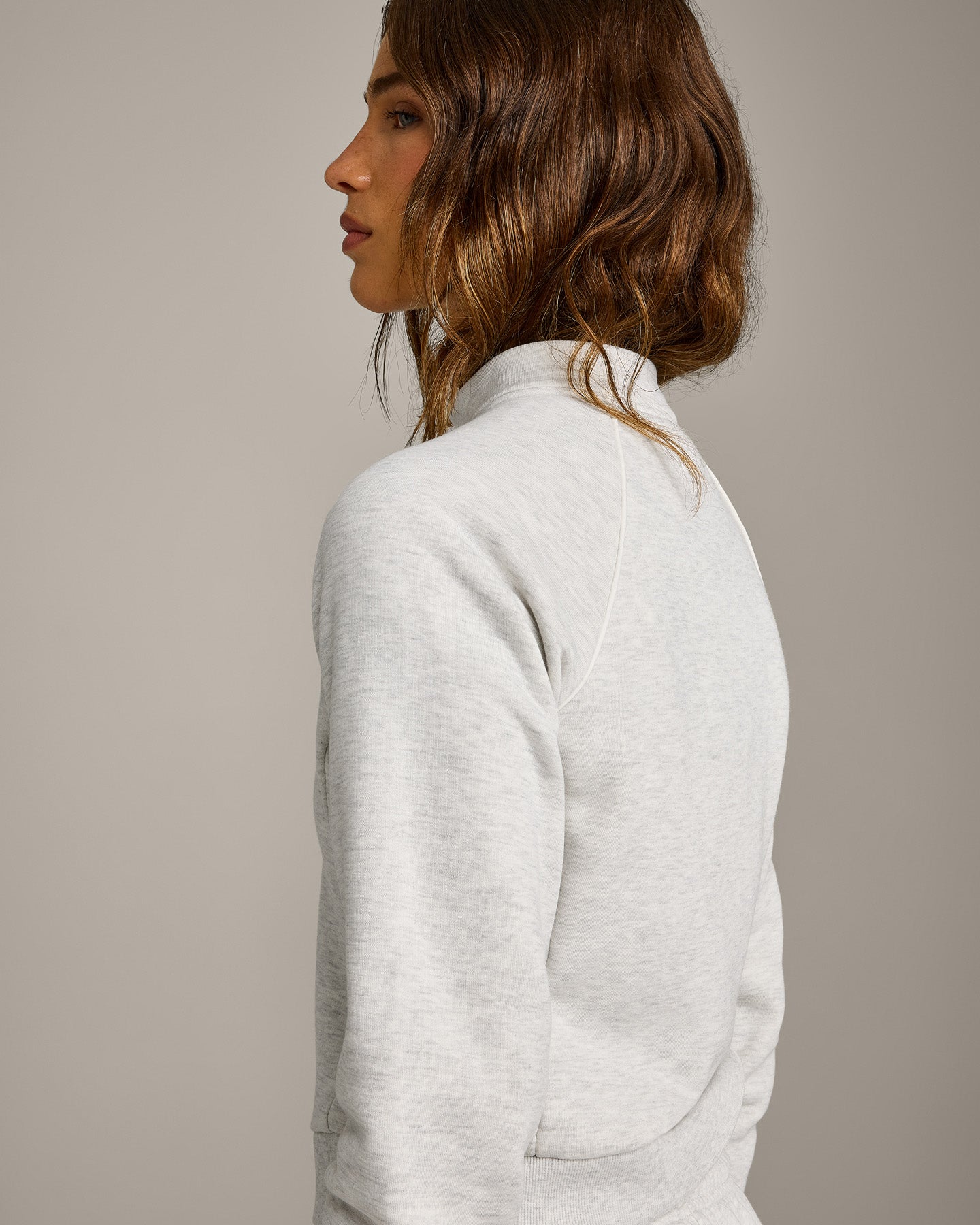 Jersey Tracksuit Zip Through Jacket | Light Grey Marl - Image 6